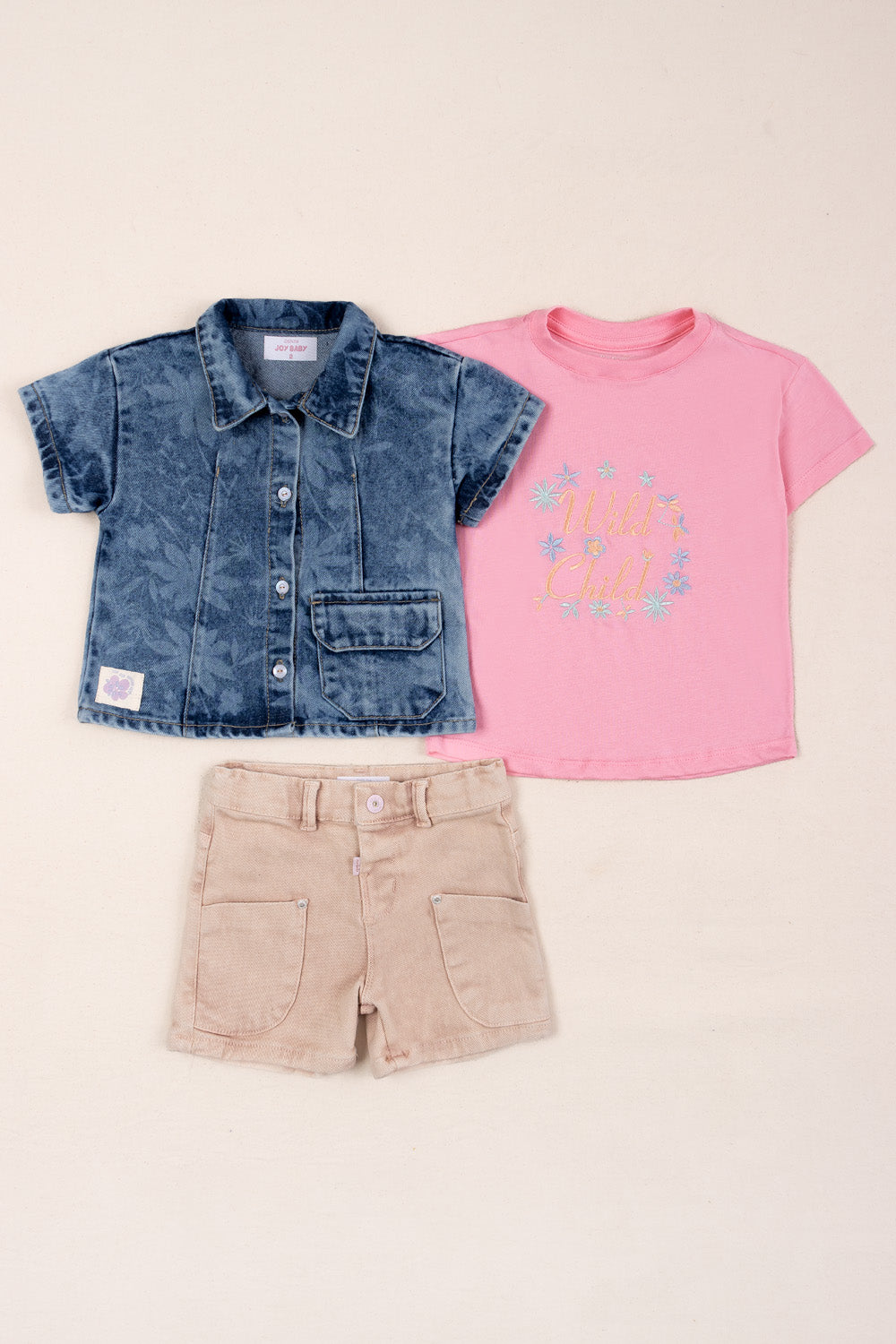 CONJUNTO 3 PRENDAS NIÑA WILD PALO ROSA