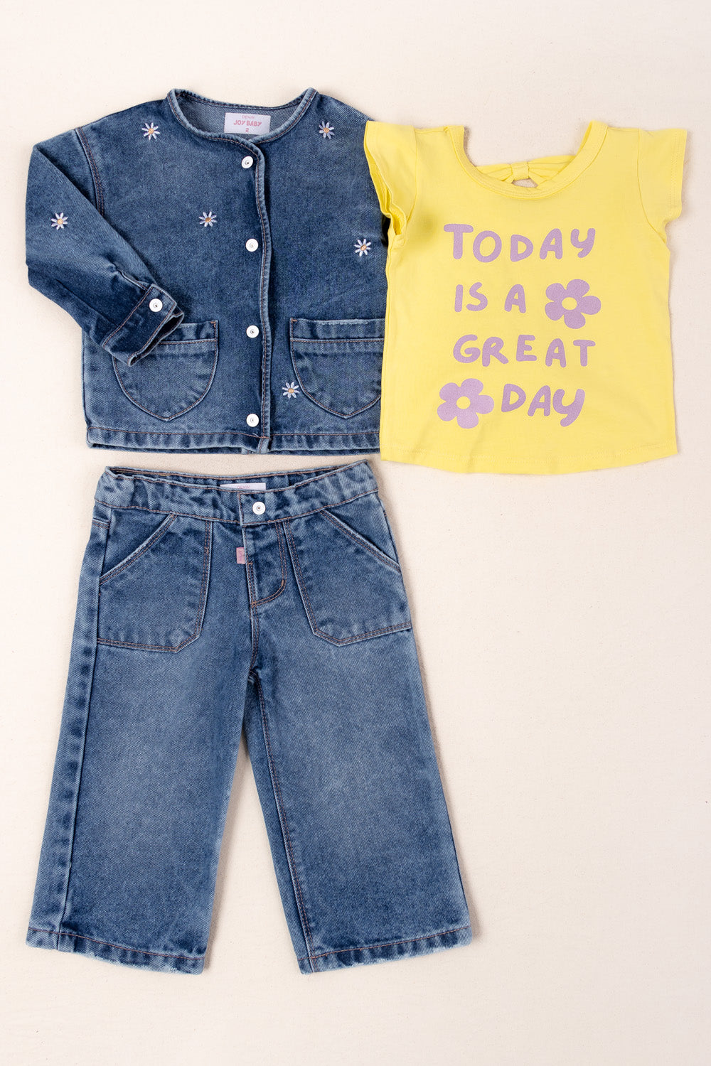 CONJUNTO 3 PRENDAS NIÑA GREAT AMARILLO