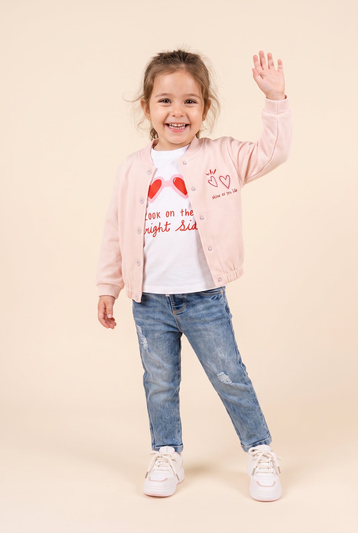 CONJUNTO 3 PRENDAS NIÑA SHINE ROSADO