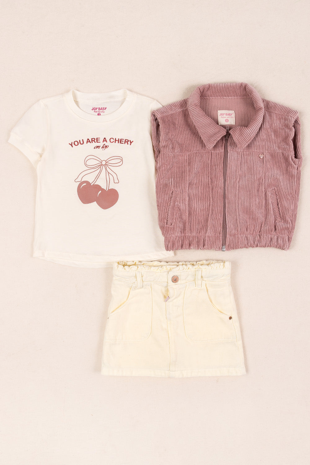 CONJUNTO 3 PRENDAS NIÑA CHERY AMARILLO