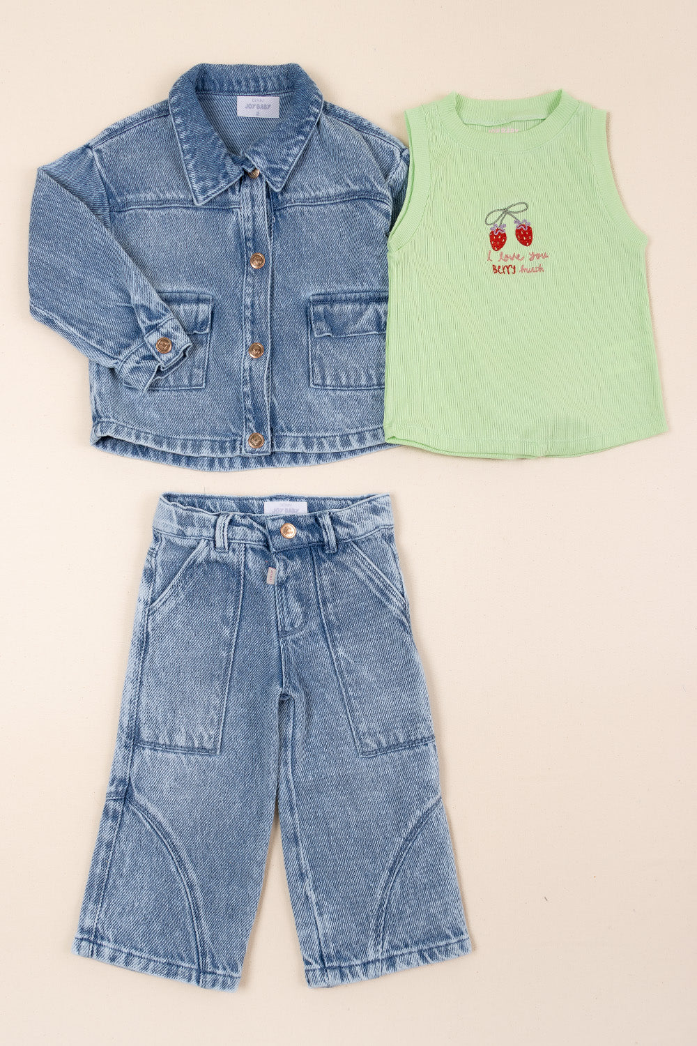 CONJUNTO 3 PRENDAS NIÑA BERRY VERDE