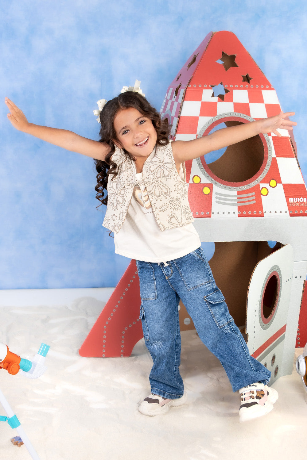 CONJUNTO 3 PRENDAS NIÑA AMOR BEIGE