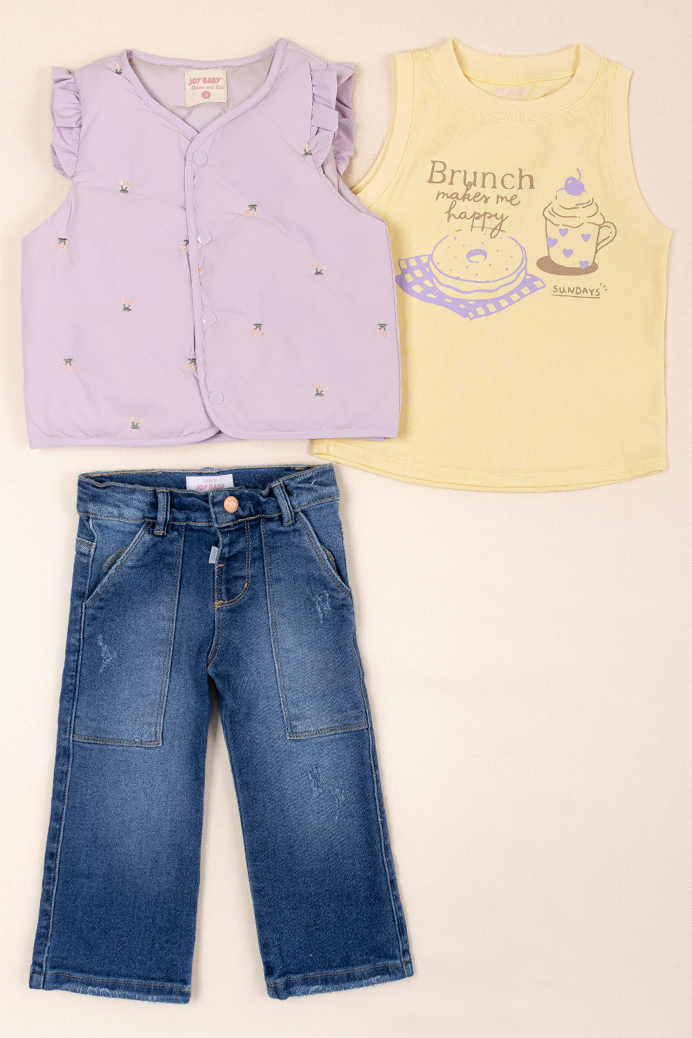CONJUNTO 3 PRENDAS NIÑA BRUNCH MORADO