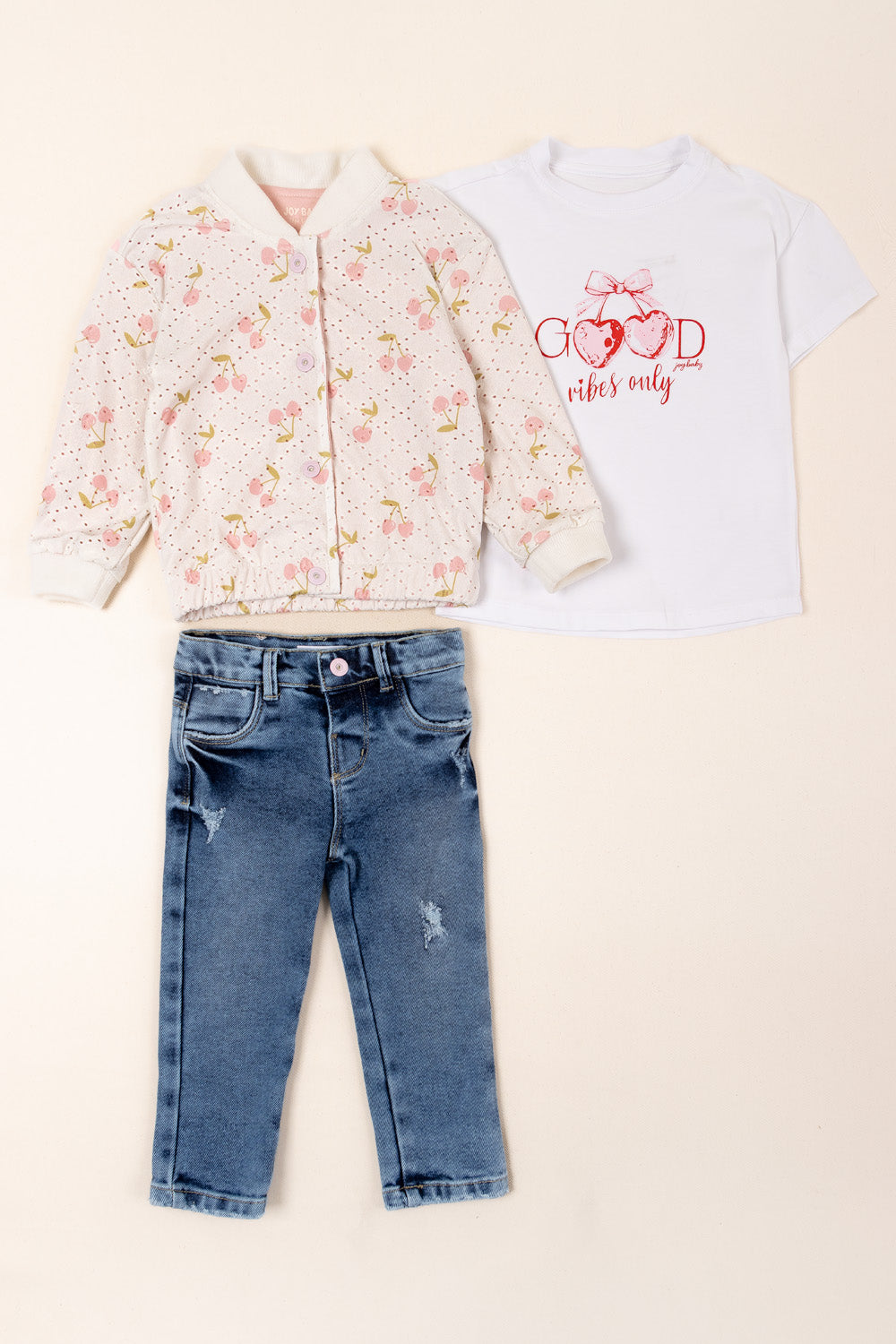 CONJUNTO 3 PRENDAS NIÑA VIBES BLANCO