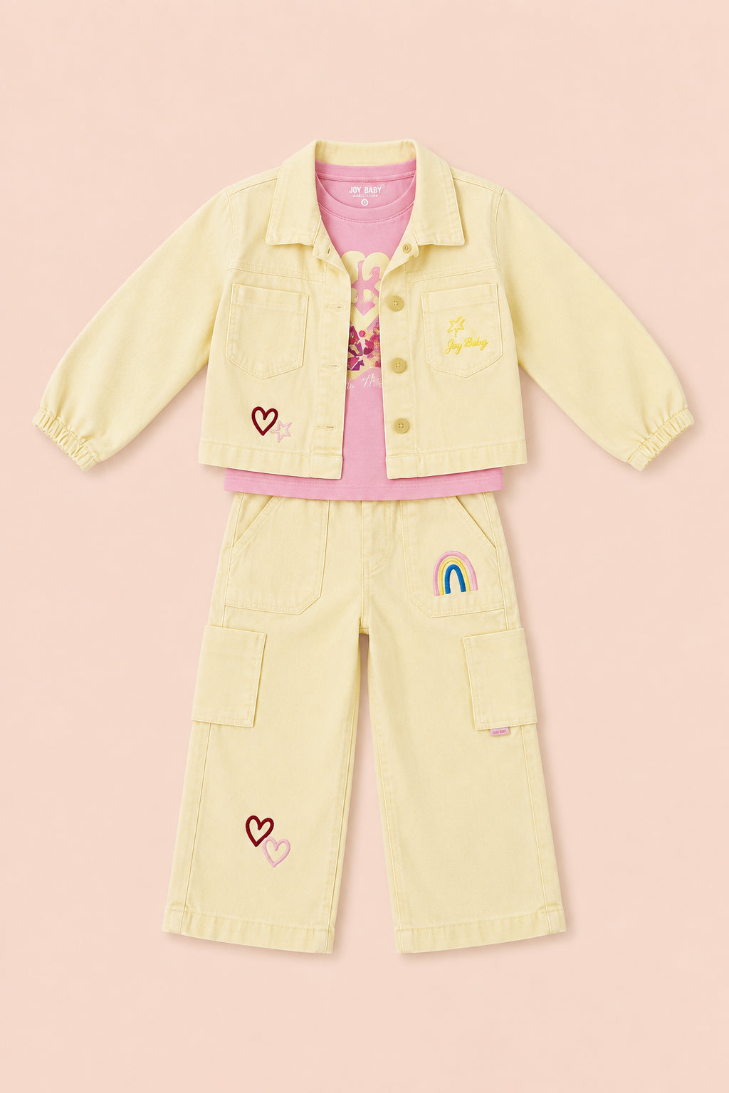 CONJUNTO 3 PRENDAS NIÑA RAINBOW AMARILLO