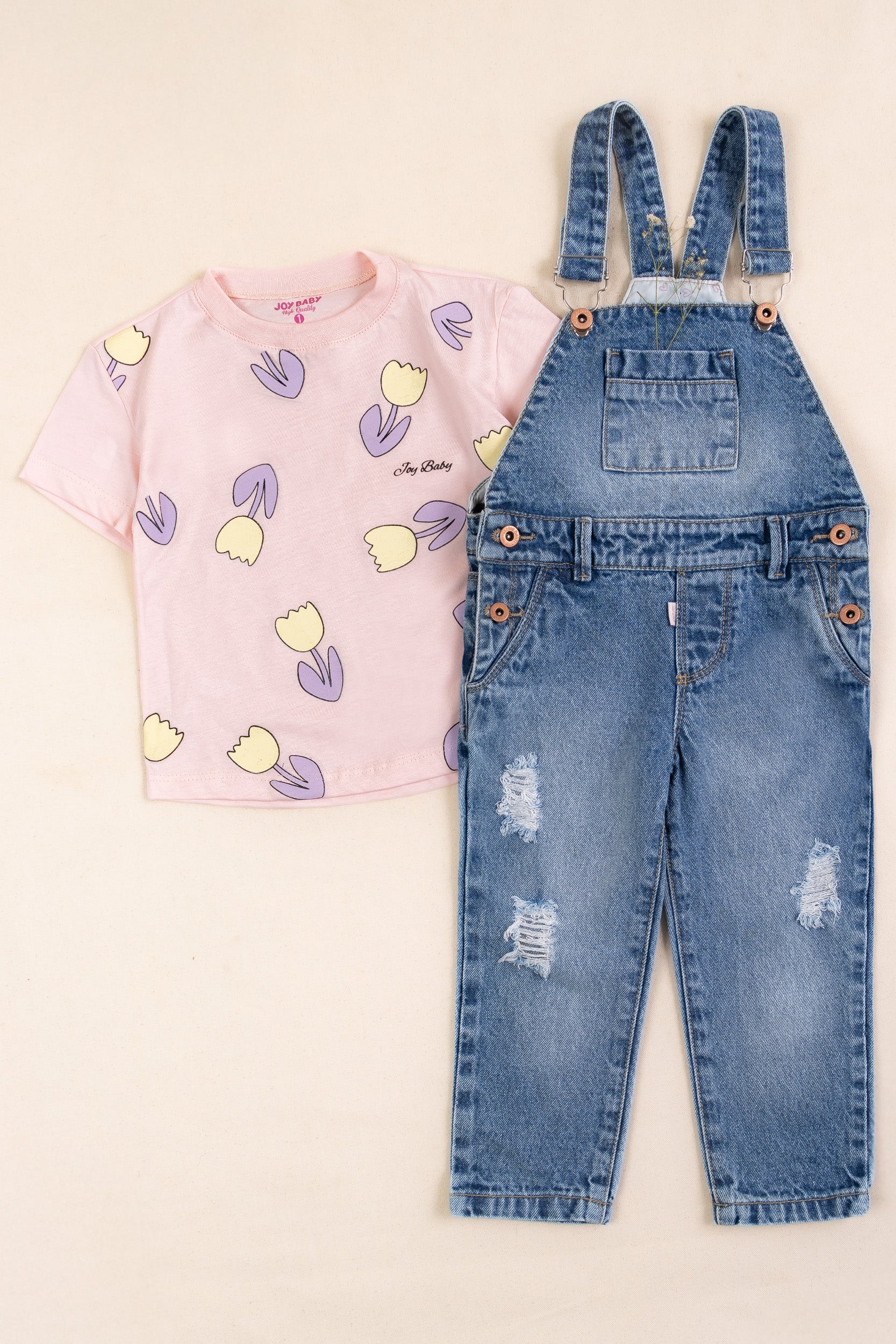CONJUNTO OVEROL NIÑA MANDARINA