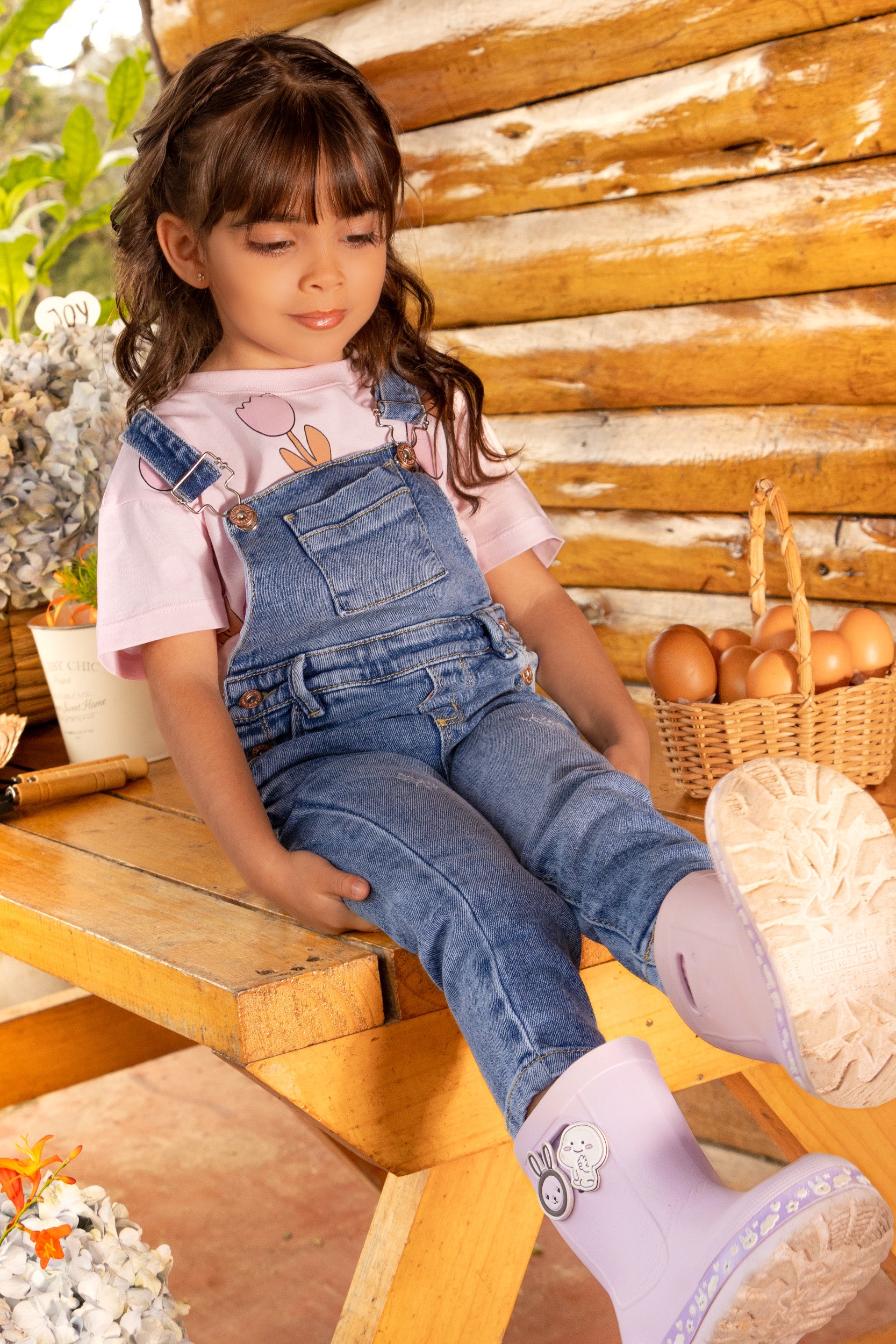 CONJUNTO OVEROL NIÑA ROSA