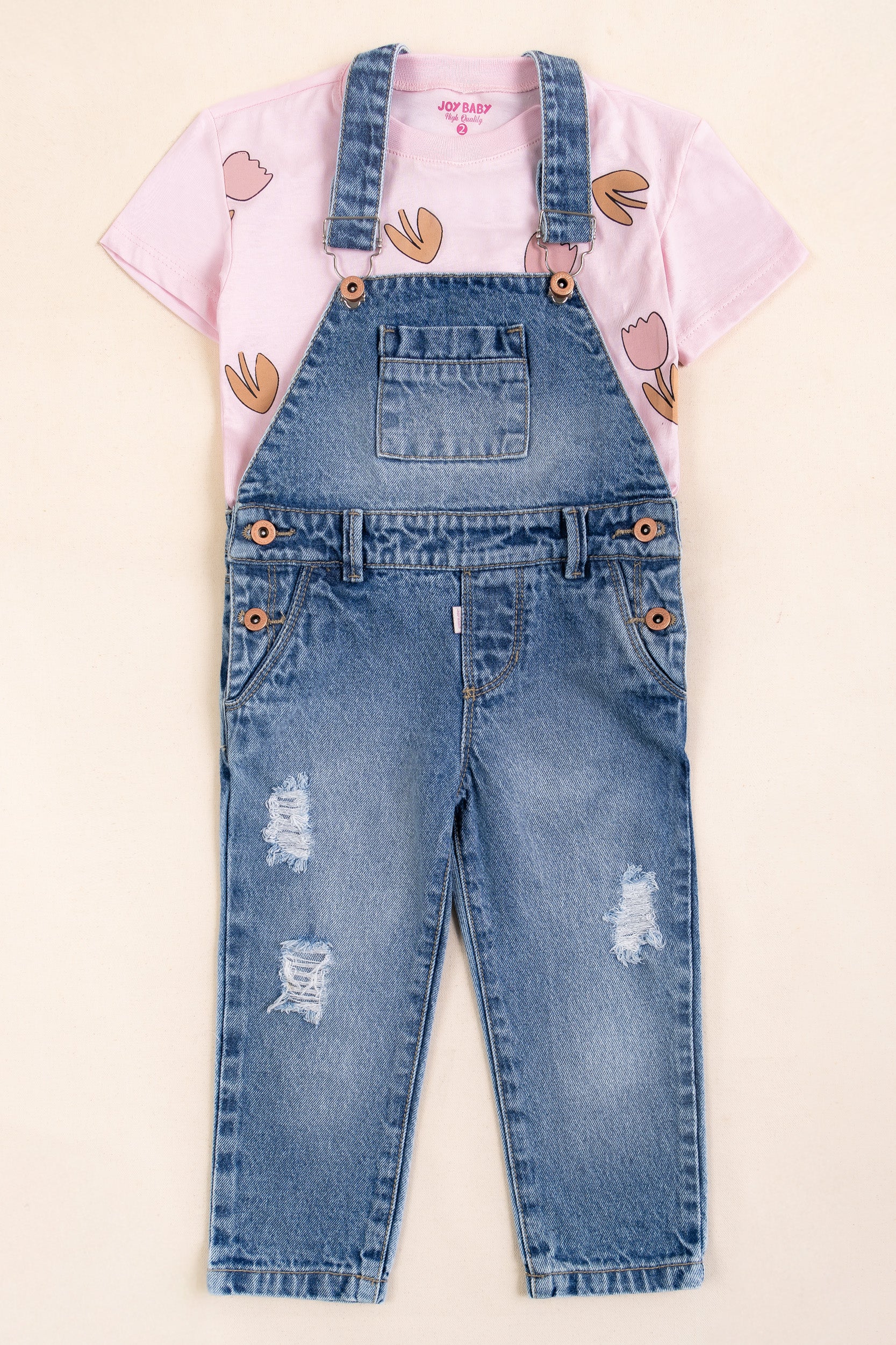 CONJUNTO OVEROL NIÑA ROSA