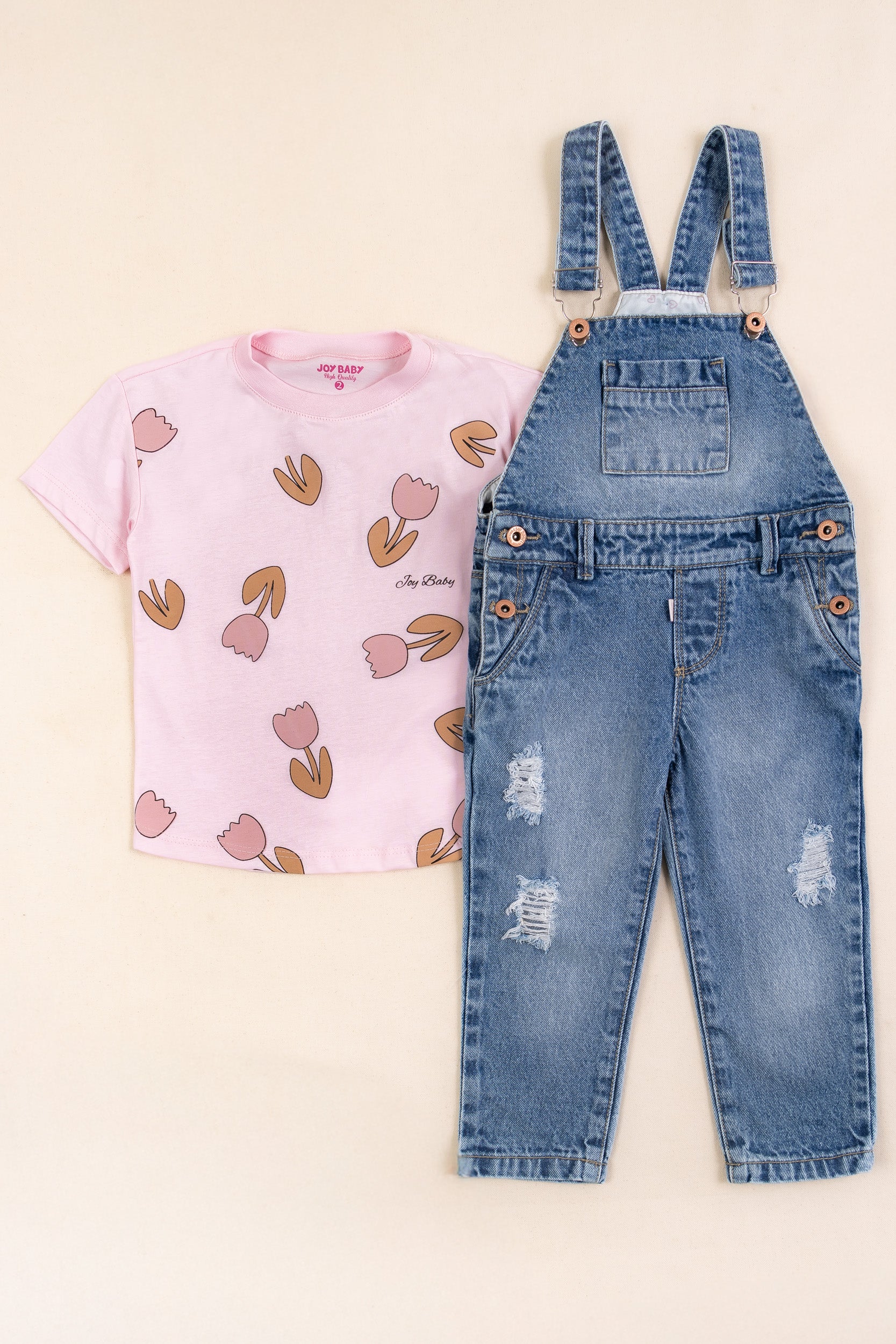 CONJUNTO OVEROL NIÑA ROSA