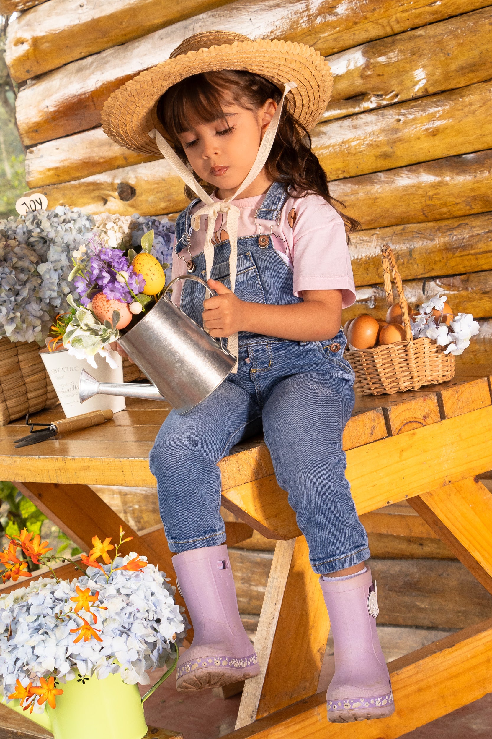 CONJUNTO OVEROL NIÑA ROSA