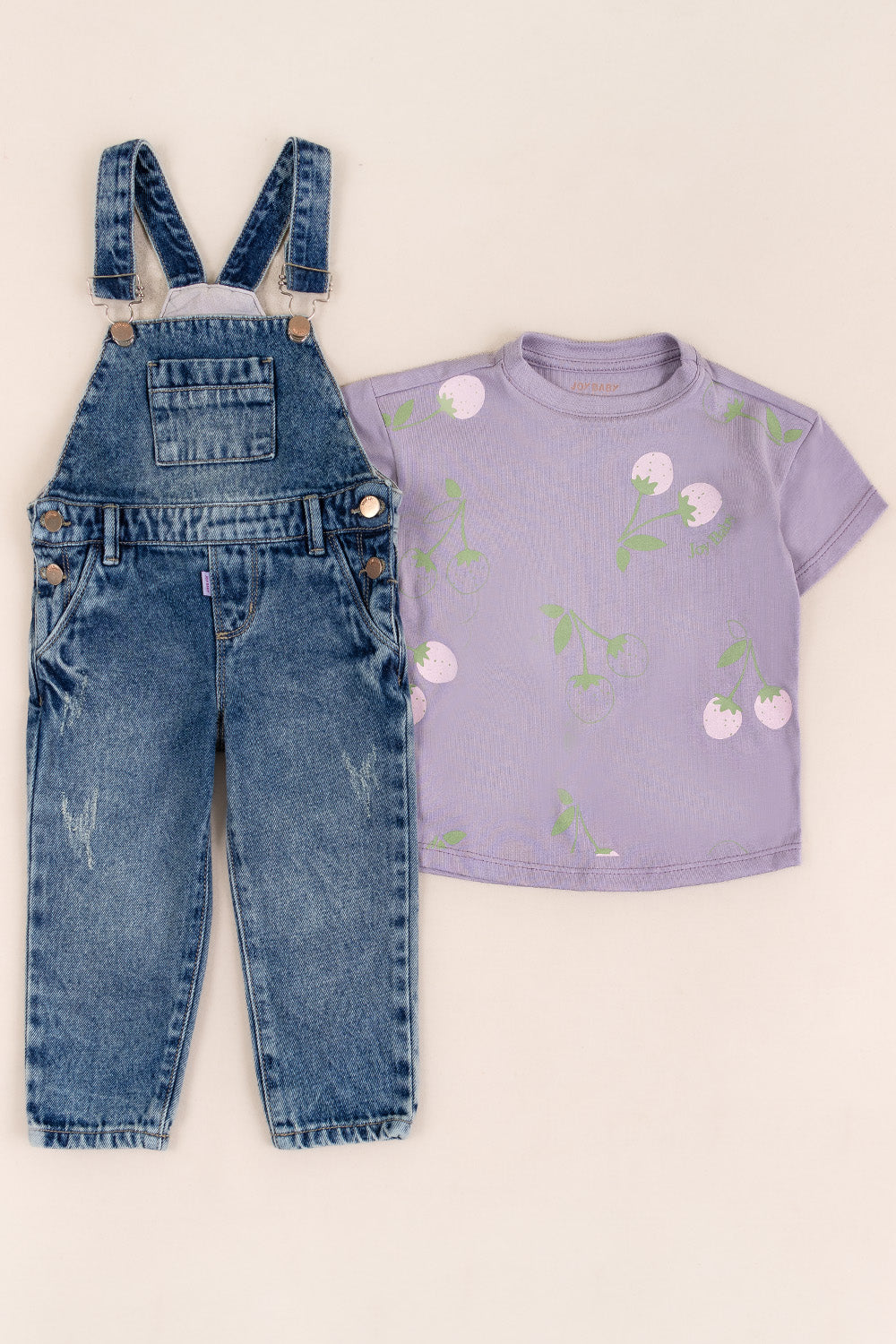 CONJUNTO OVEROL NIÑA CHERRIES LILA