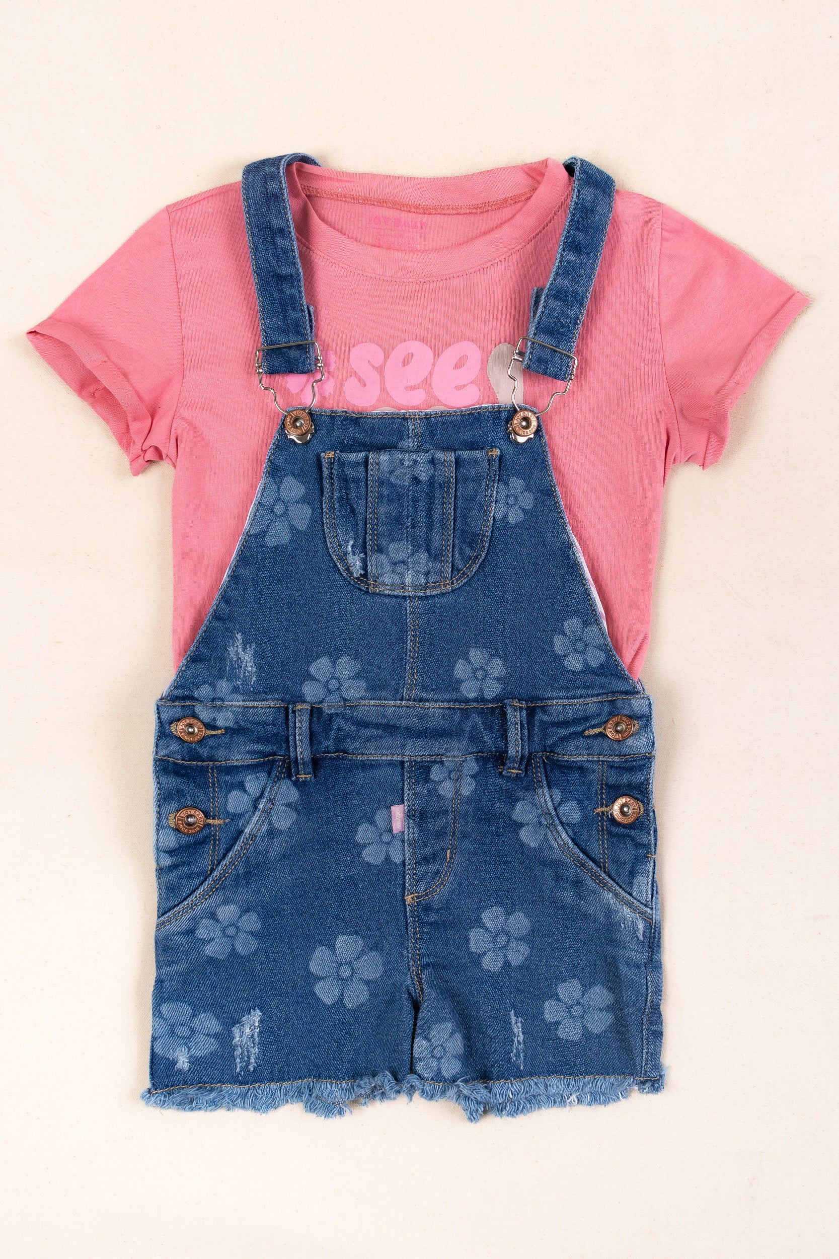 CONJUNTO OVEROL NIÑA SALMON