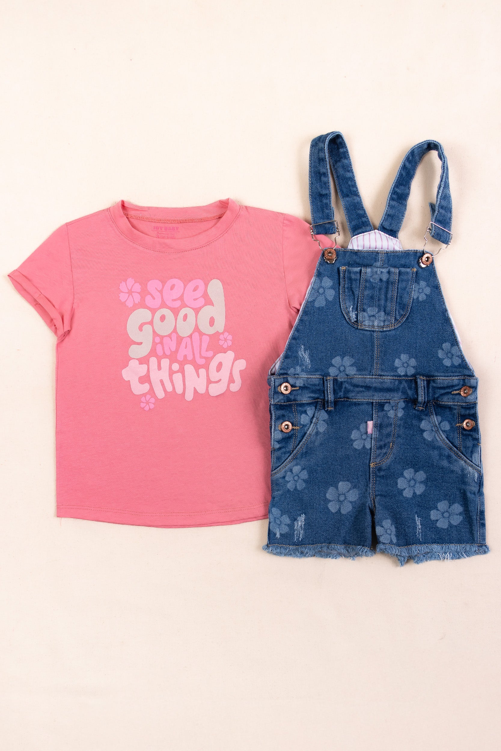 CONJUNTO OVEROL NIÑA SALMON