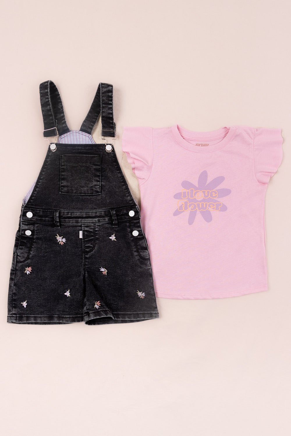 CONJUNTO OVEROL NIÑA GARDEN ROSADO