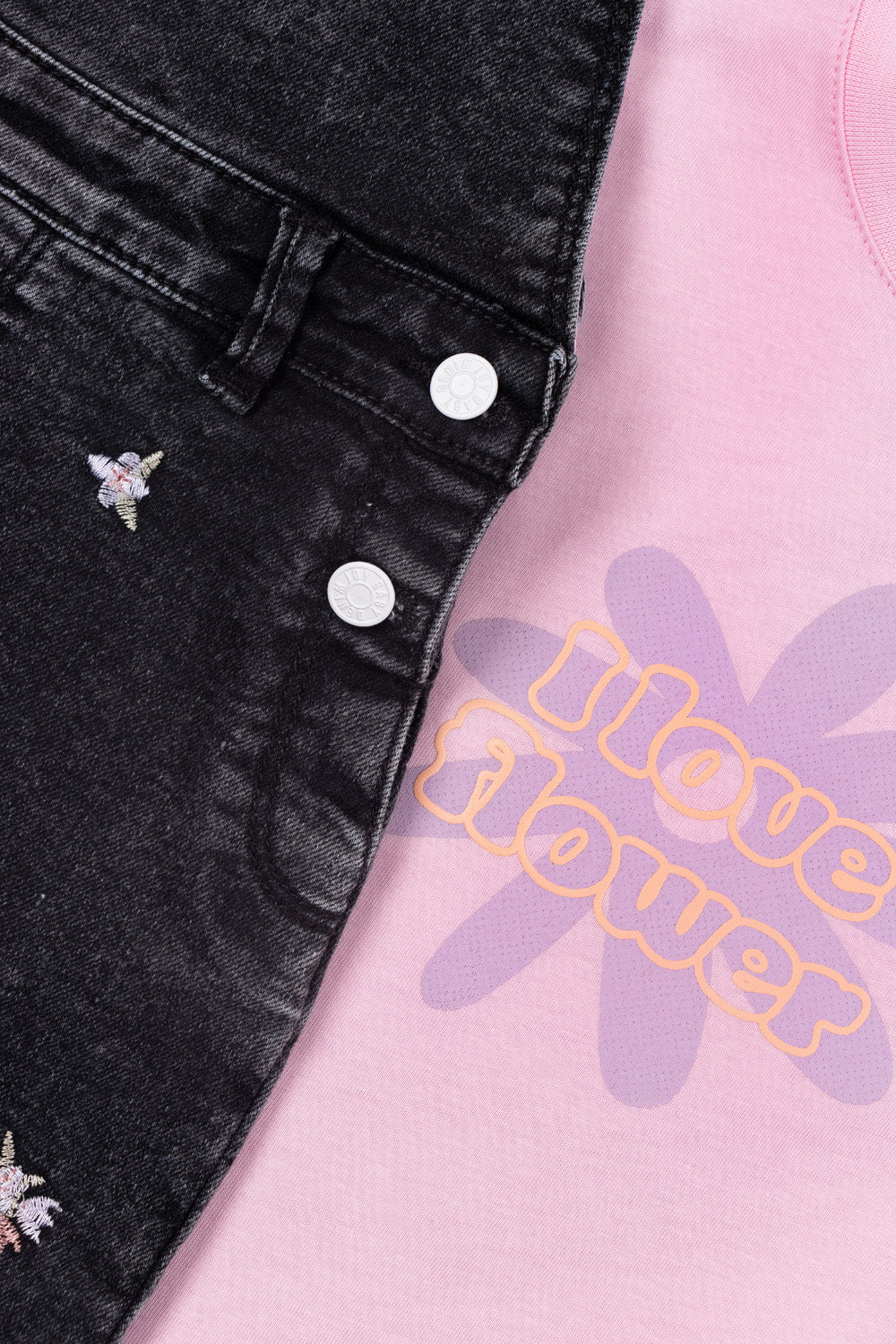 CONJUNTO OVEROL NIÑA GARDEN ROSADO