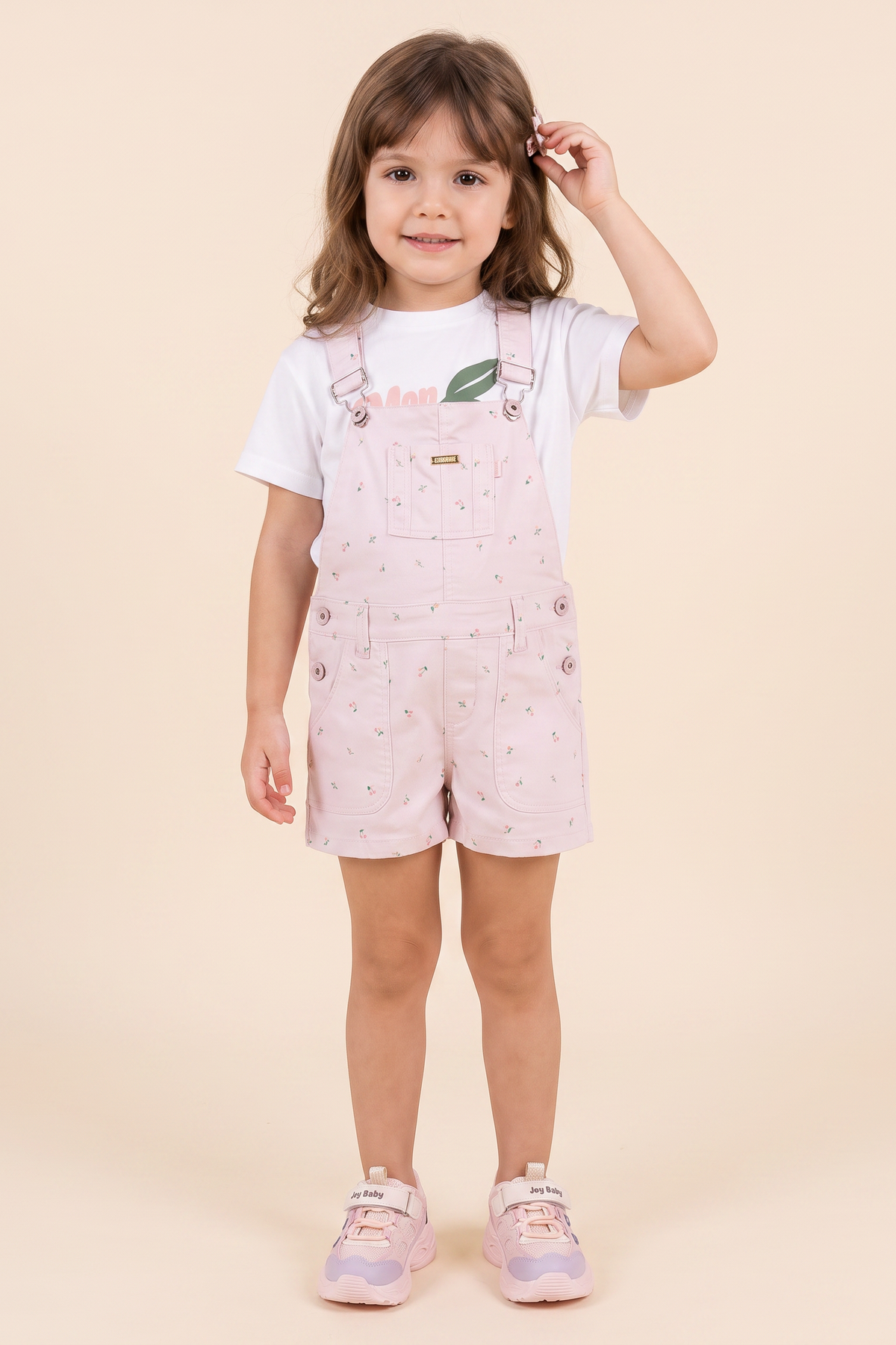 CONJUNTO OVEROL NIÑA CHERRIES BLANCA