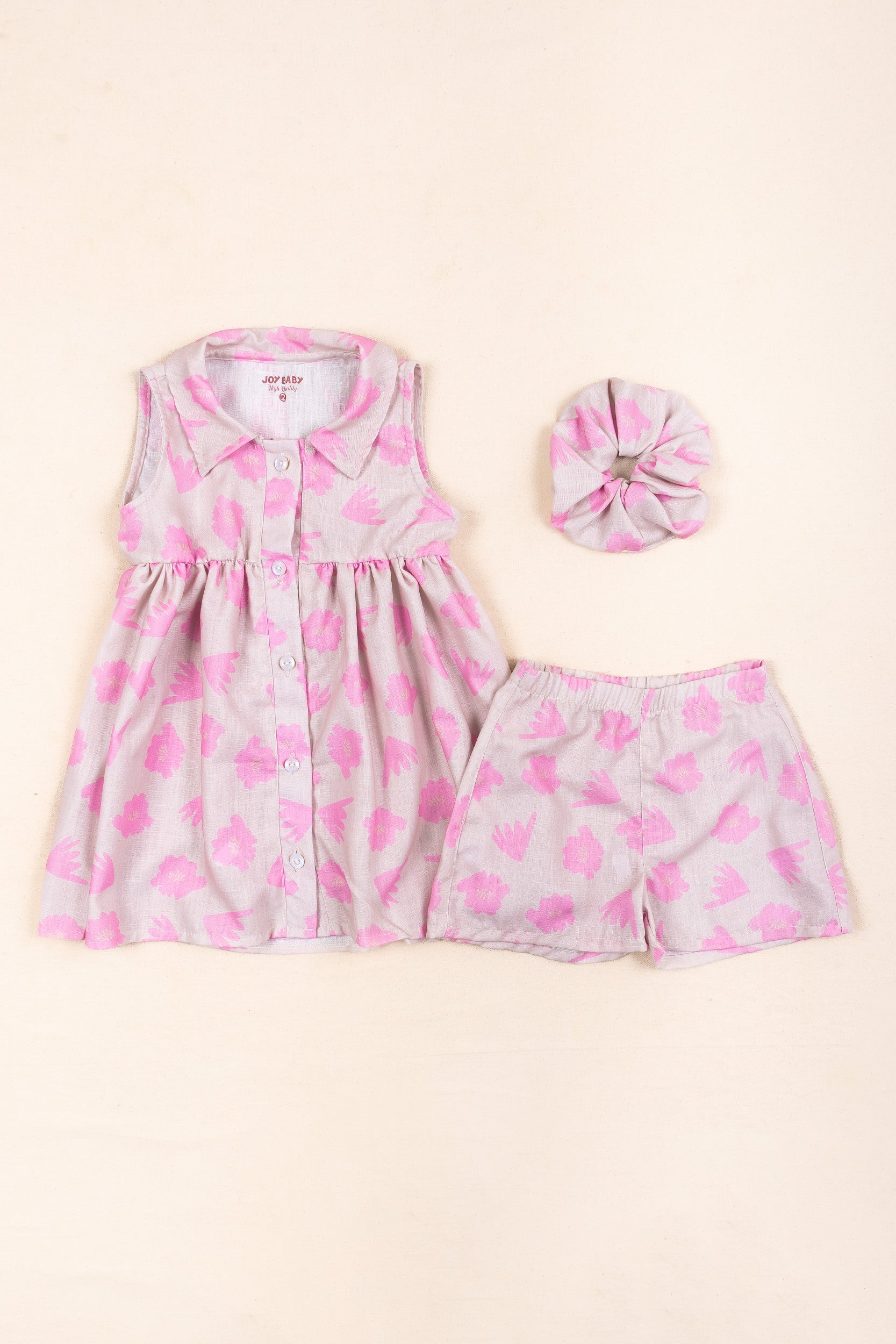 CONJUNTO VESTIDO NIÑA FLOWERS BEIGE