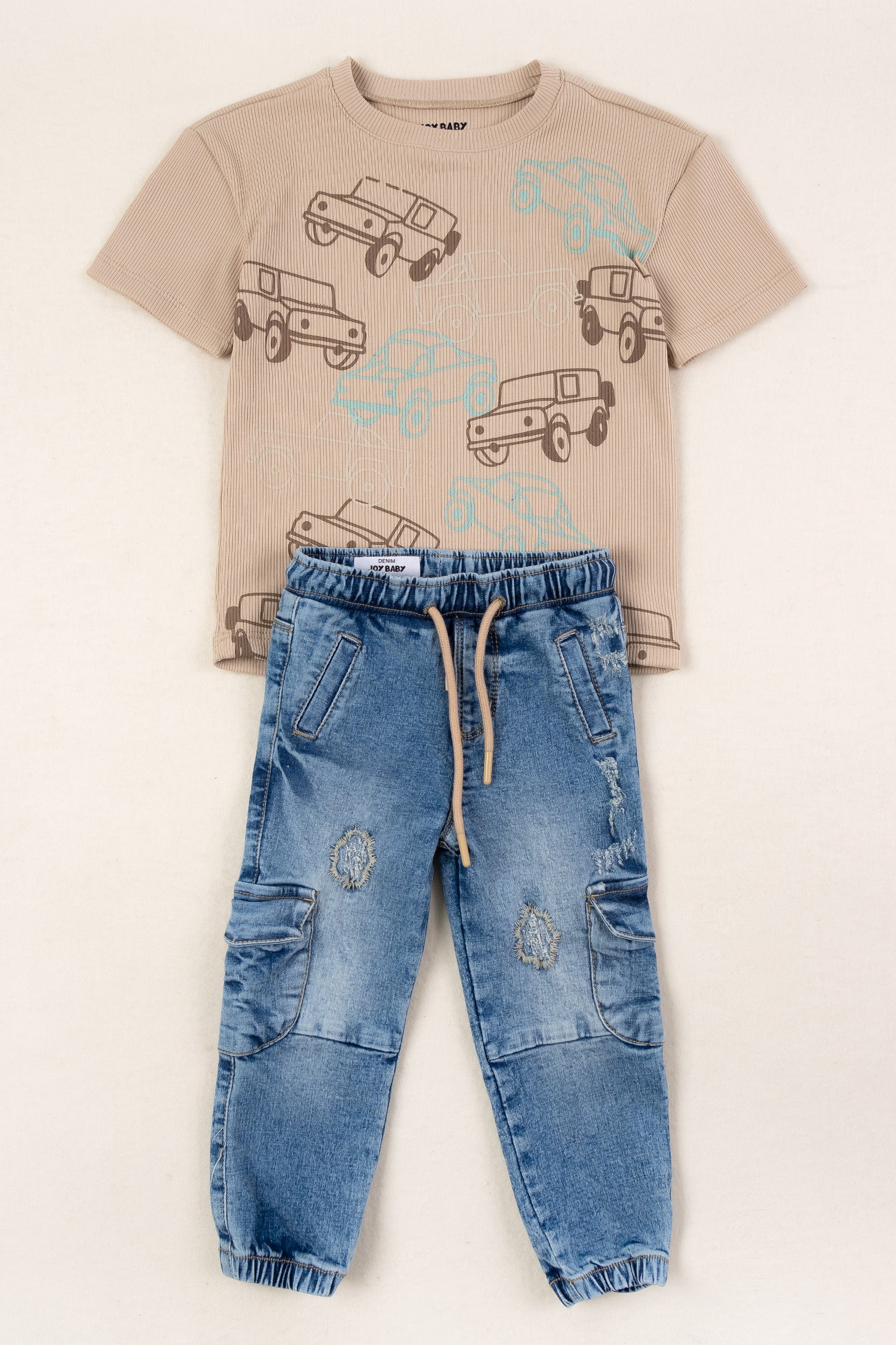 CONJUNTO 2 PRENDAS NIÑO CARS BEIGE