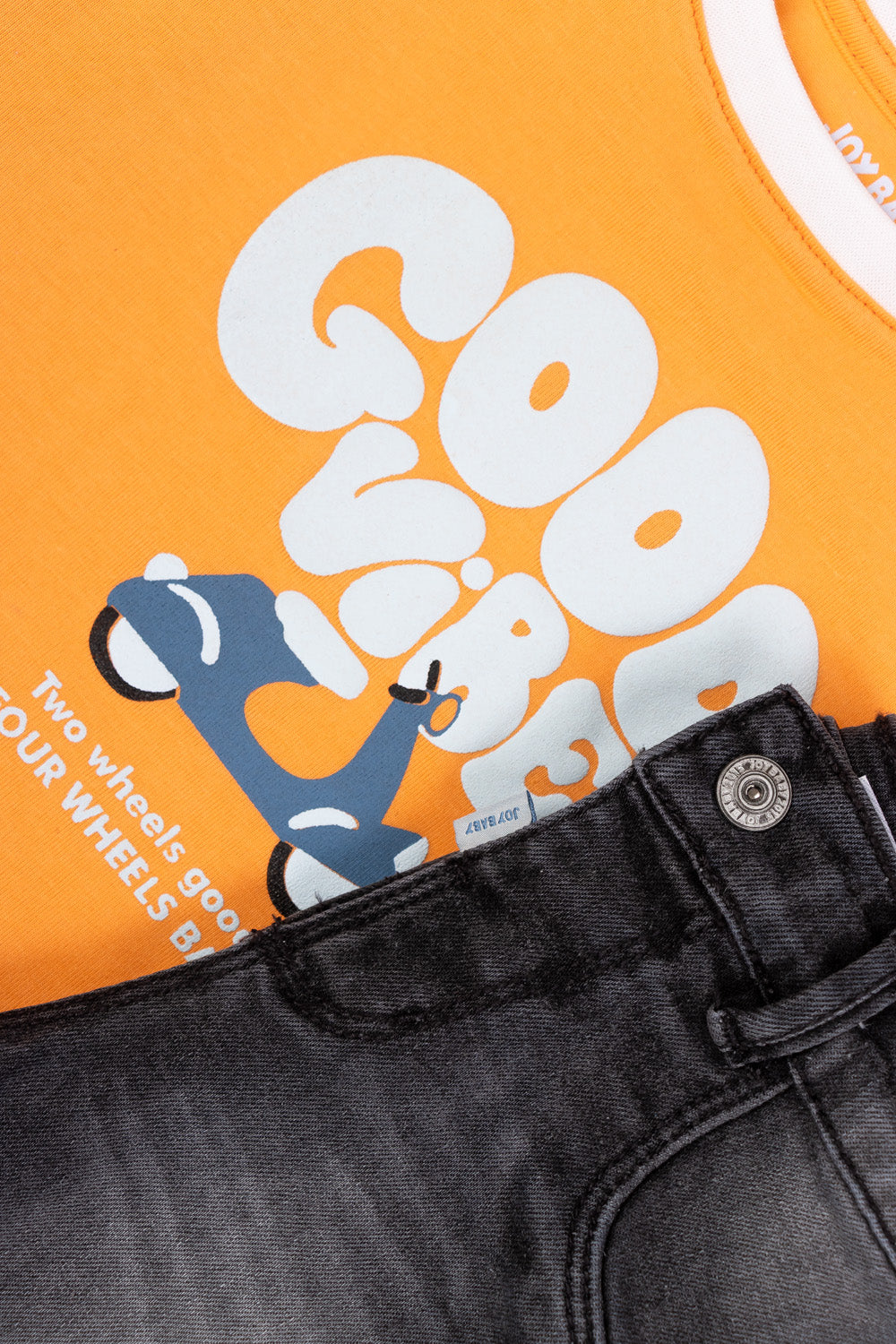 CONJUNTO BERMUDA NIÑO GOOD VIBES NARANJA