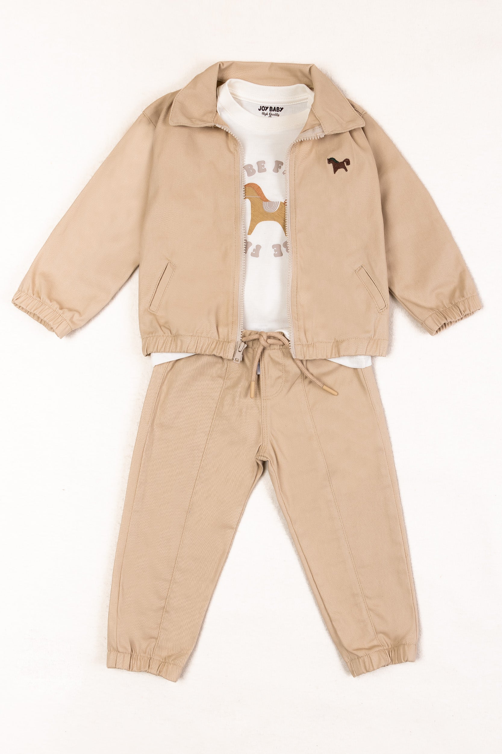 CONJUNTO 3 PRENDAS NIÑO TO BE FRIEND BEIGE