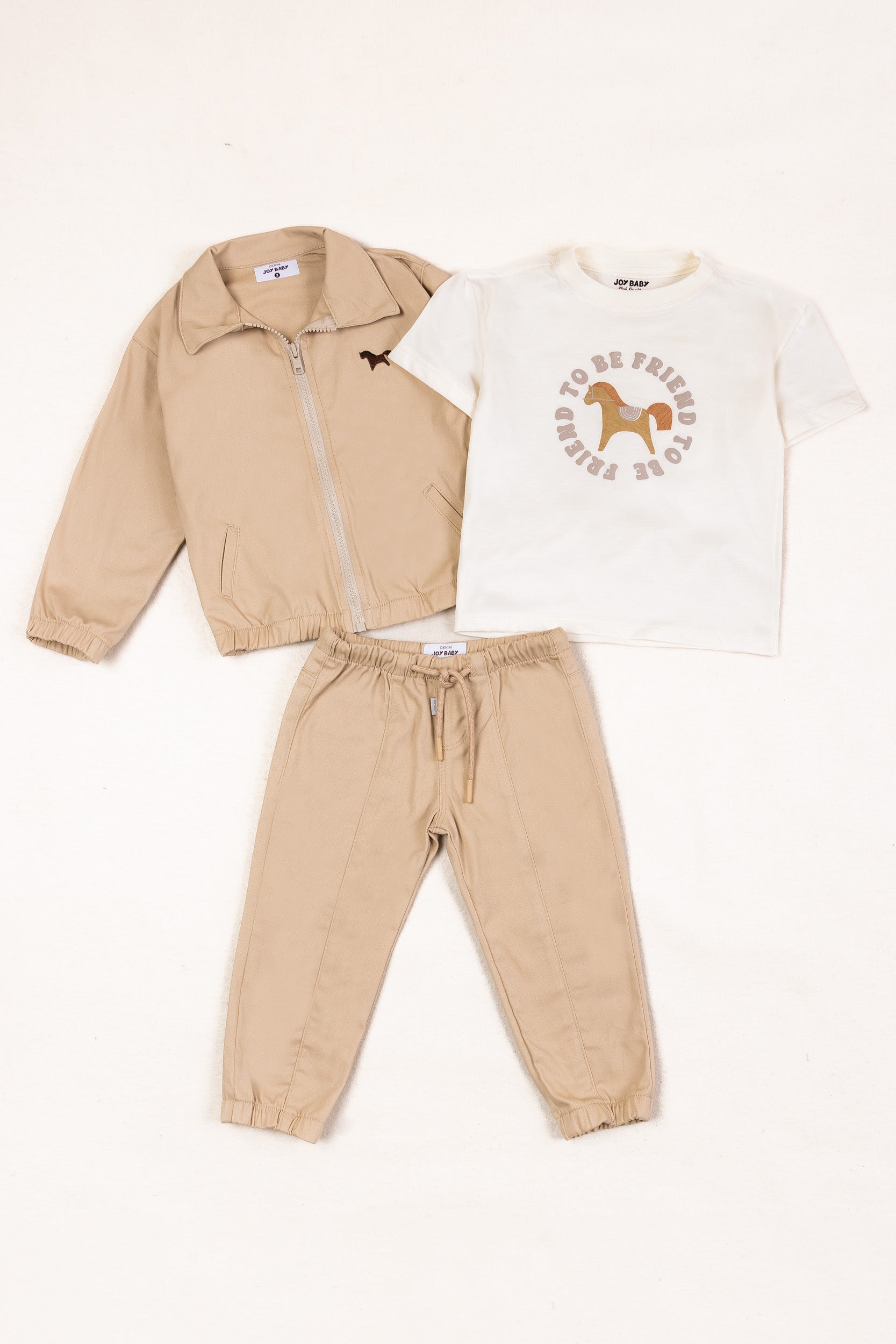 CONJUNTO 3 PRENDAS NIÑO TO BE FRIEND BEIGE