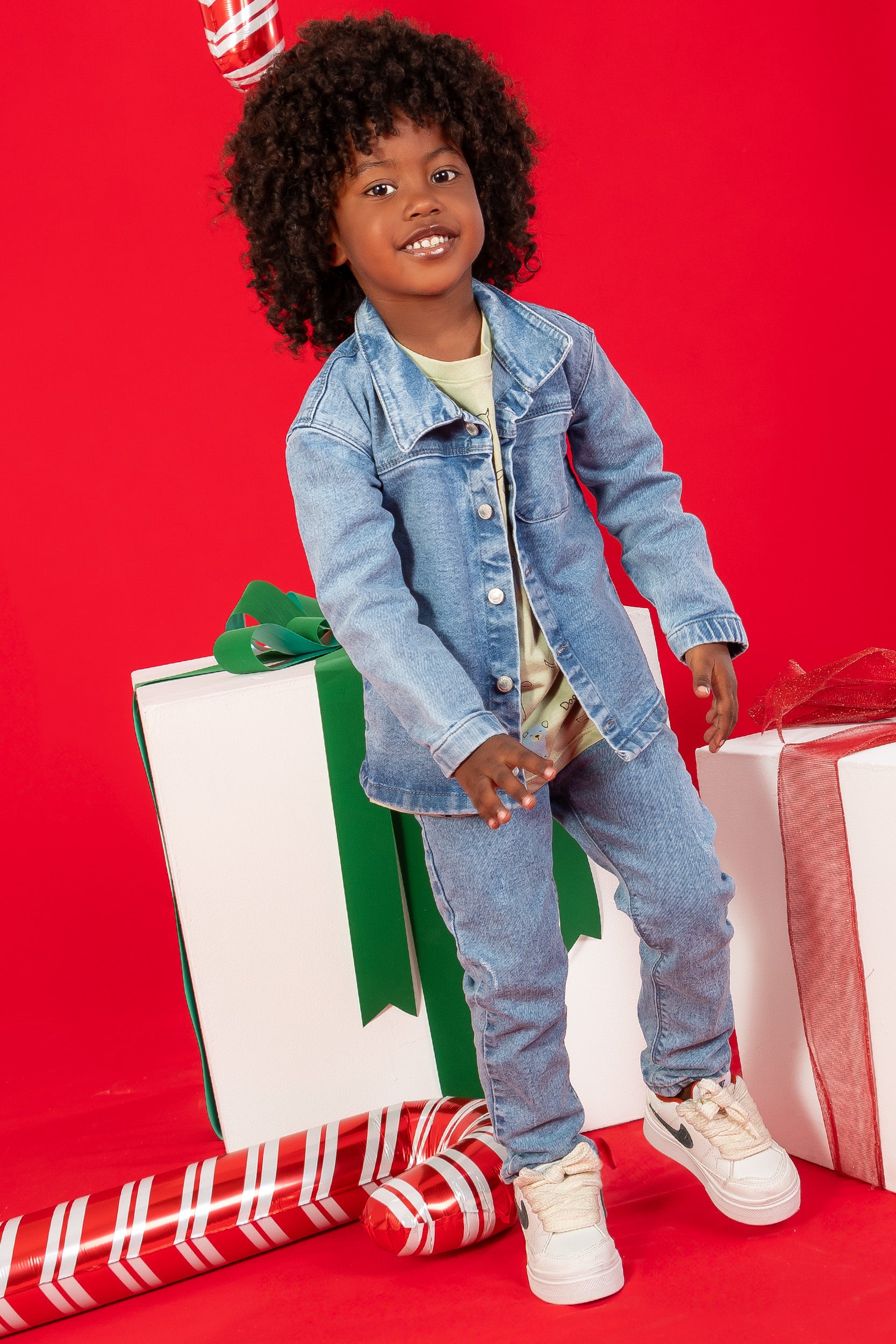 CONJUNTO 3 PRENDAS DENIM NIÑO VERDE