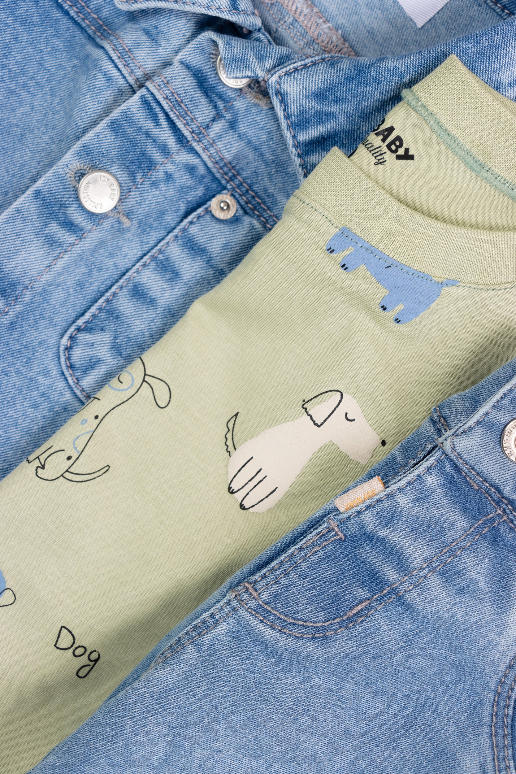 CONJUNTO 3 PRENDAS DENIM NIÑO VERDE