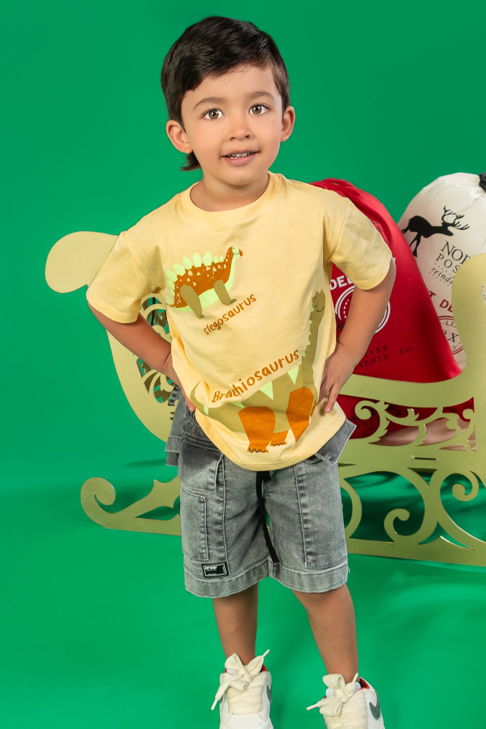 CONJUNTO 3 PRENDAS DINO NIÑO AMARILLO