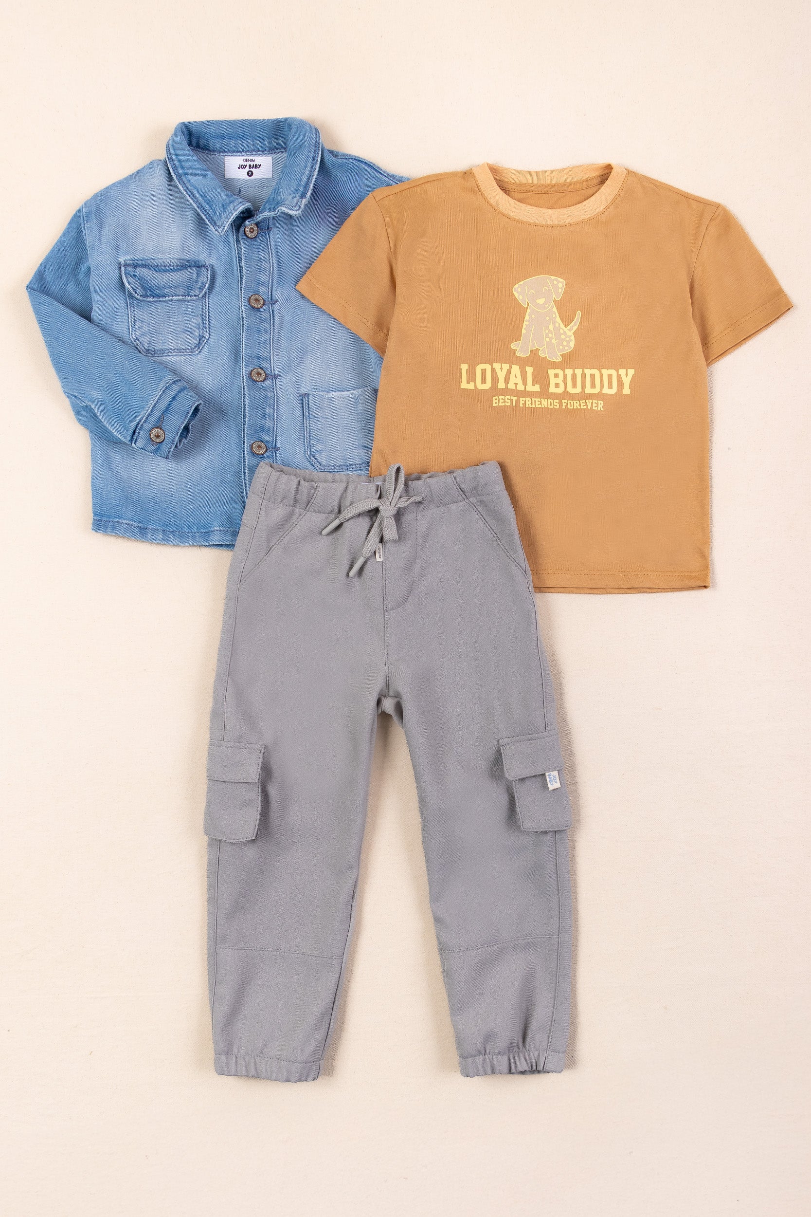 CONJUNTO 3 PRENDAS NIÑO LOYAL BUDY GRIS