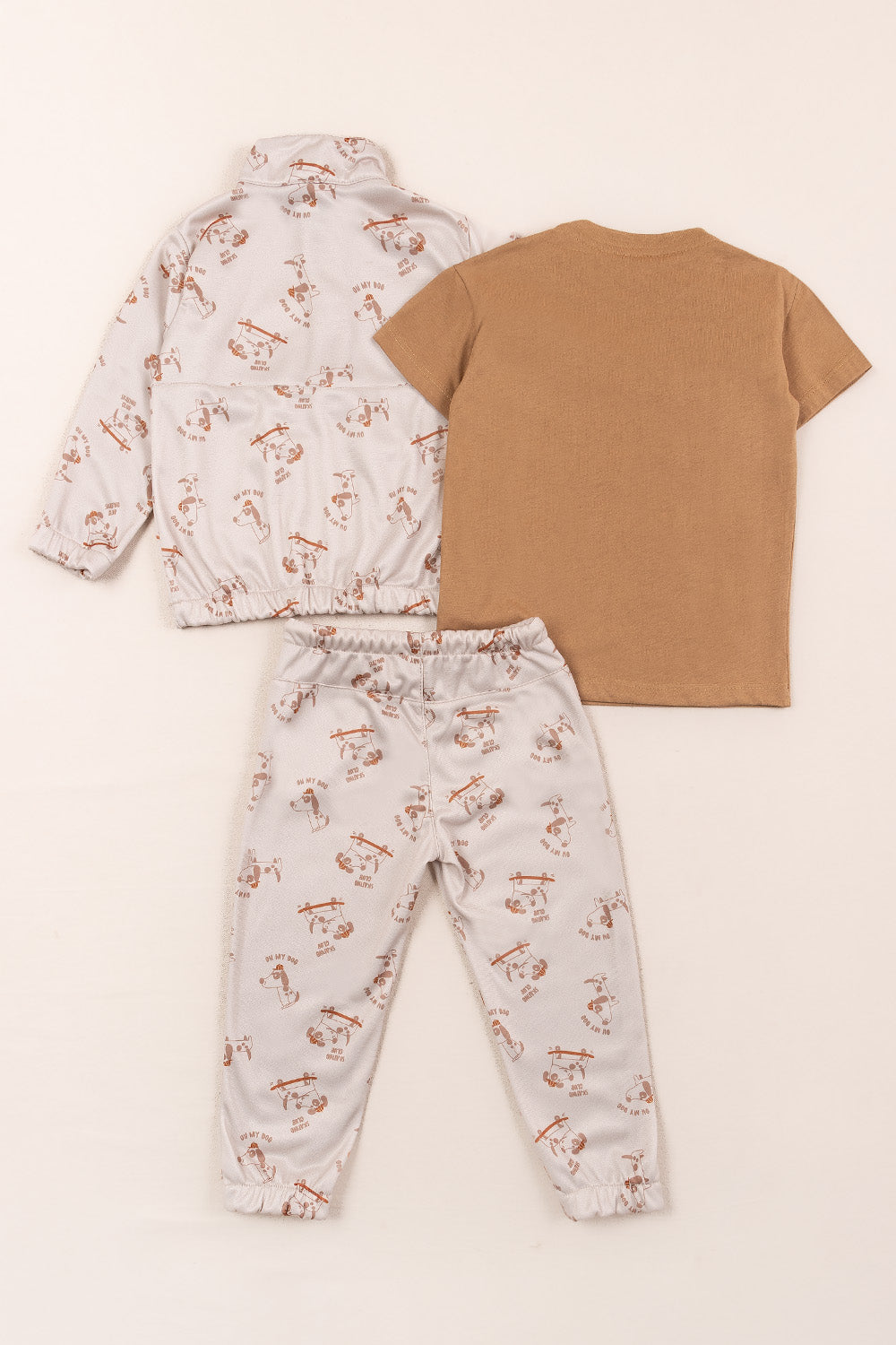 CONJUNTO 3 PRENDAS NIÑO DOGS CAFÉ