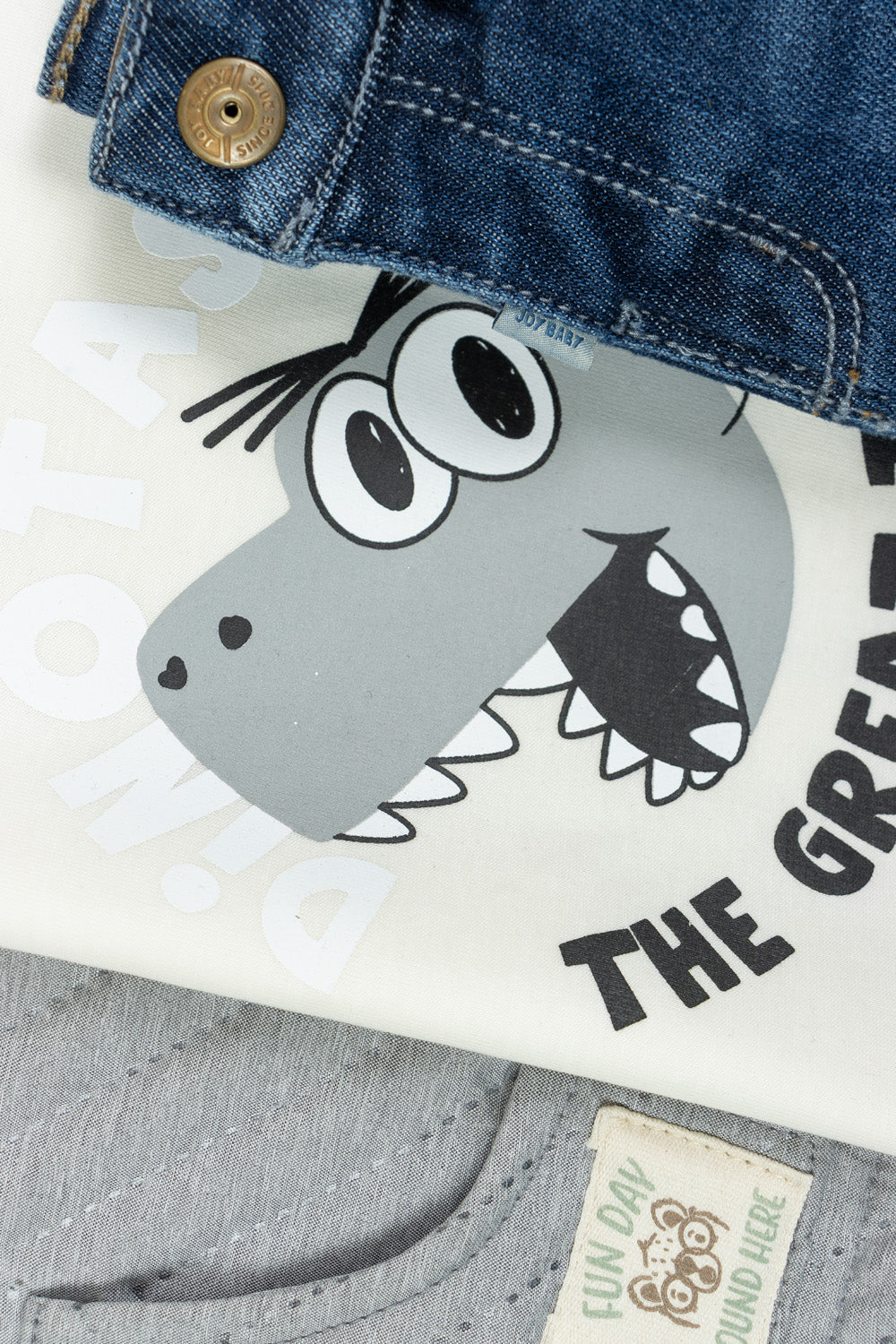 CONJUNTO 3 PRENDAS NIÑO DINOTASTIC GRIS