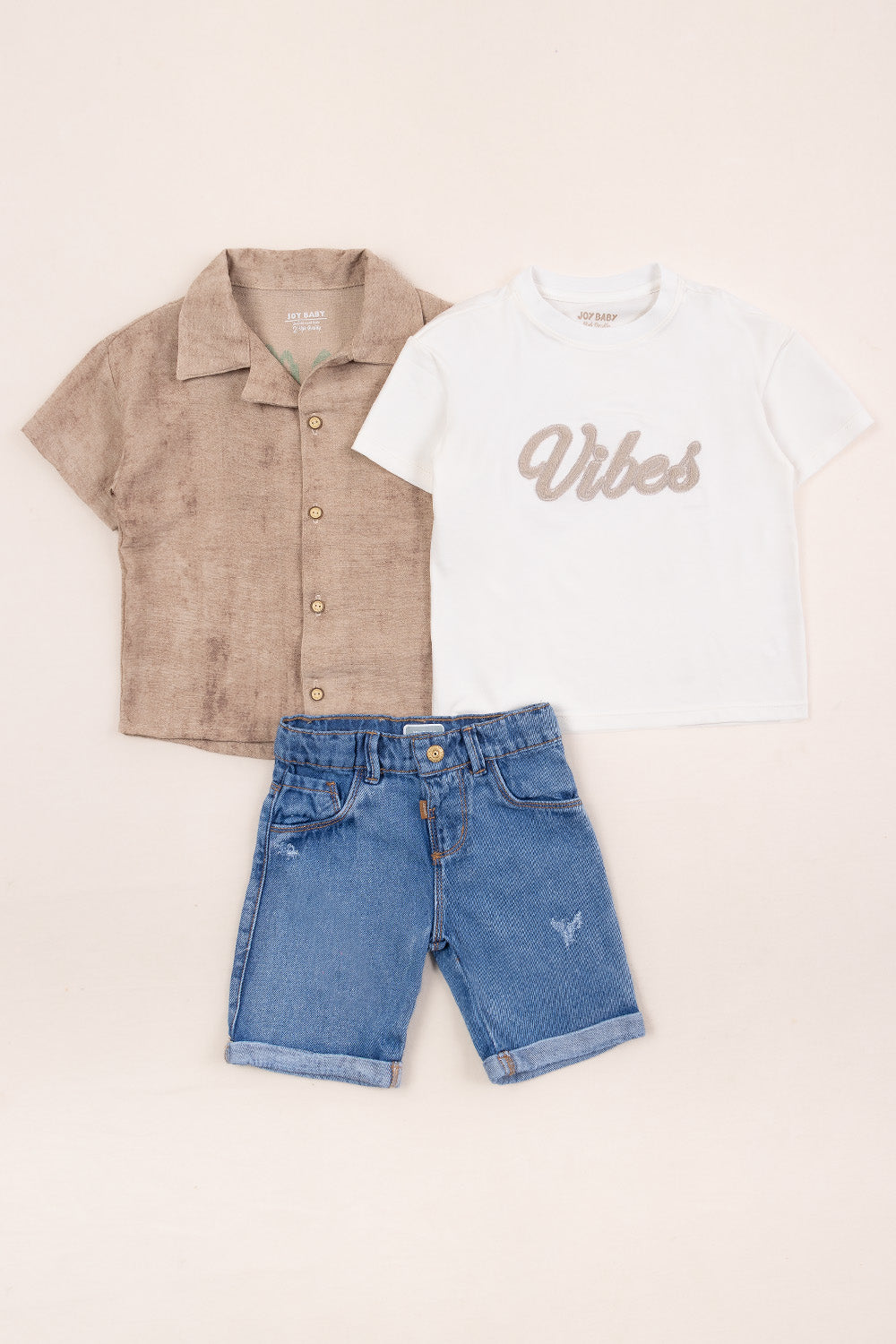 CONJUNTO 3 PRENDAS NIÑO COCO BEIGE