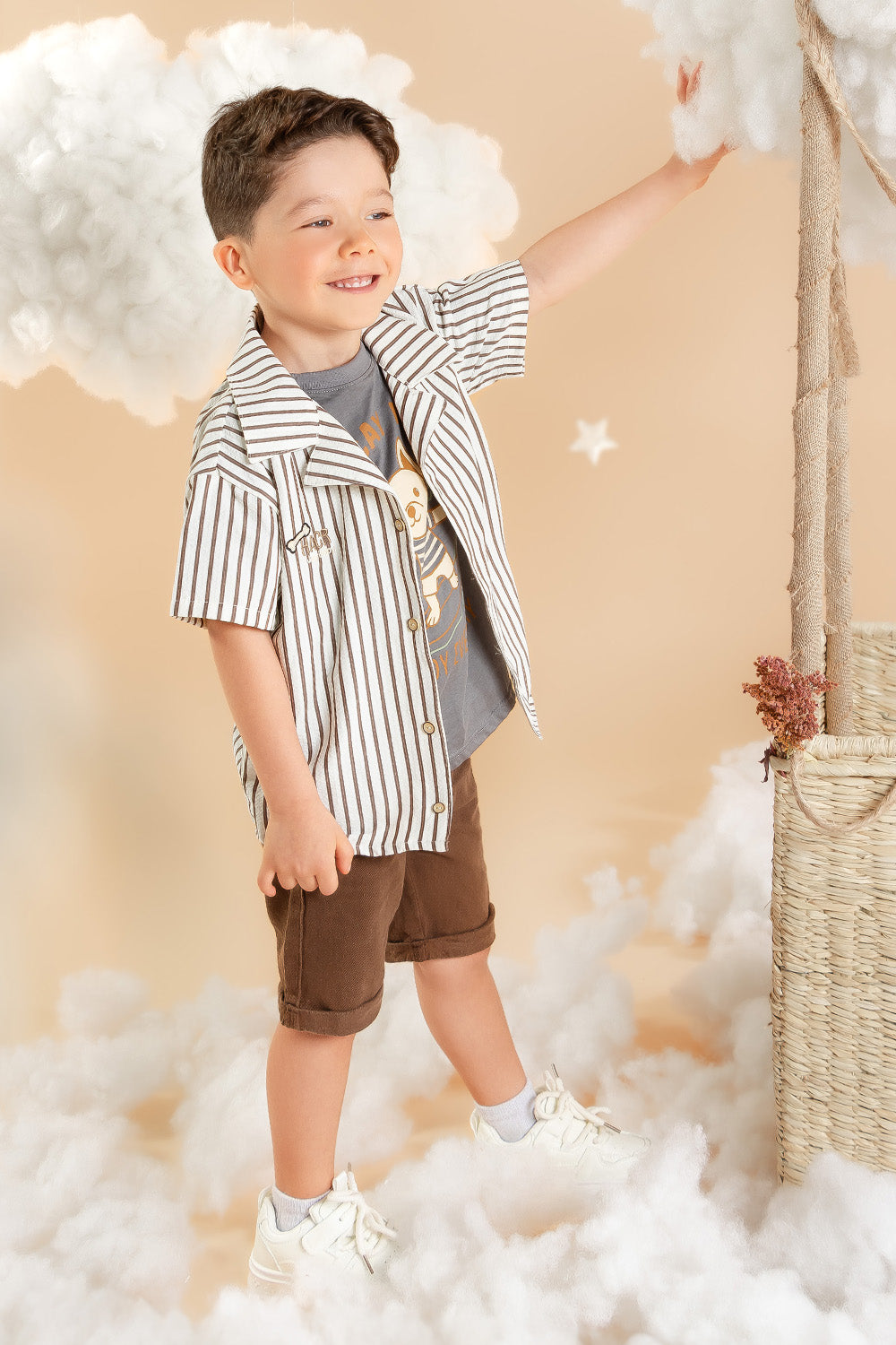 CONJUNTO 3 PRENDAS NIÑO VACAY MOOD CAFÉ