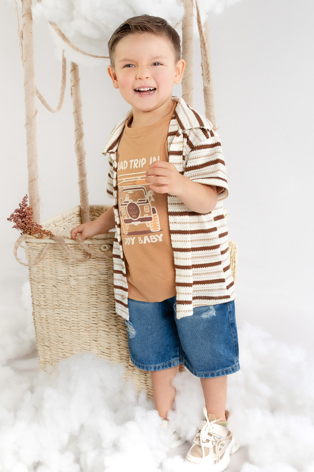 CONJUNTO 3 PRENDAS NIÑO ROAD TRIP CAFÉ