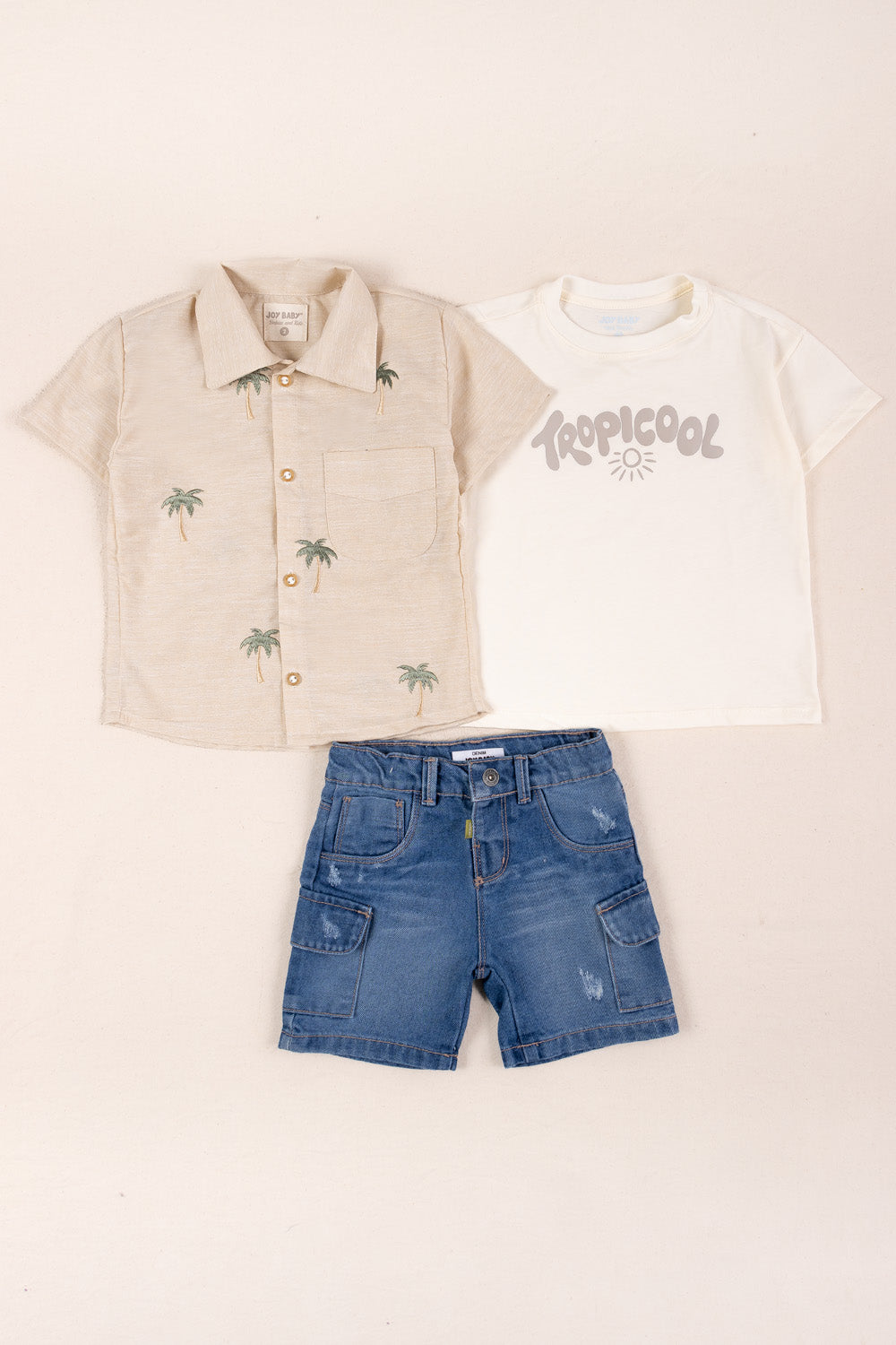 CONJUNTO 3 PRENDAS NIÑO TROPICOOL BEIGE