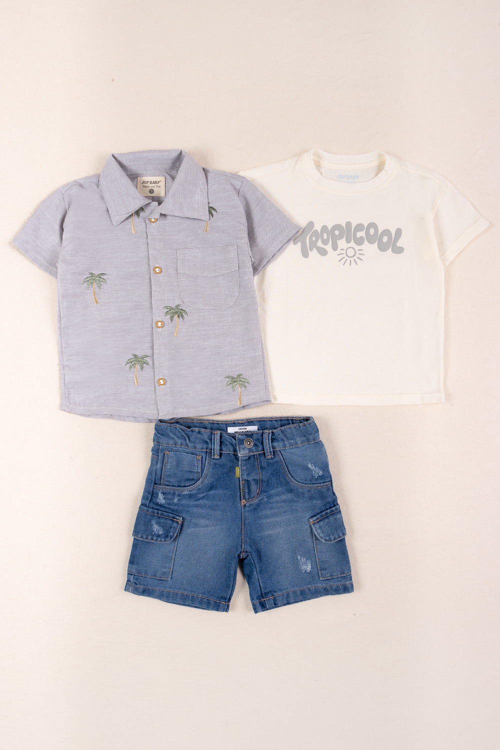 CONJUNTO 3 PRENDAS NIÑO TROPICOOL GRIS