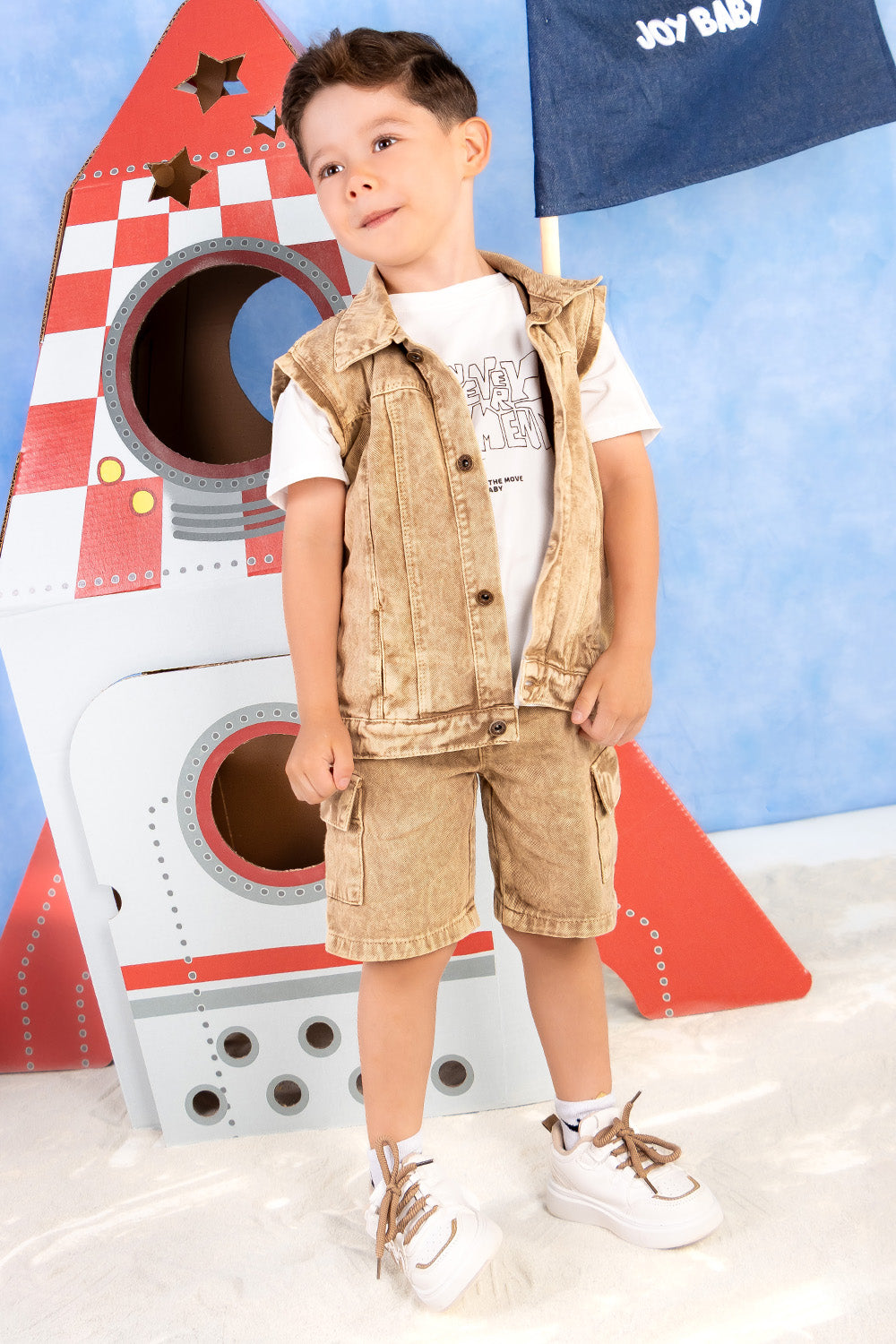 CONJUNTO 3 PRENDAS NIÑO MOMENT CAFÉ
