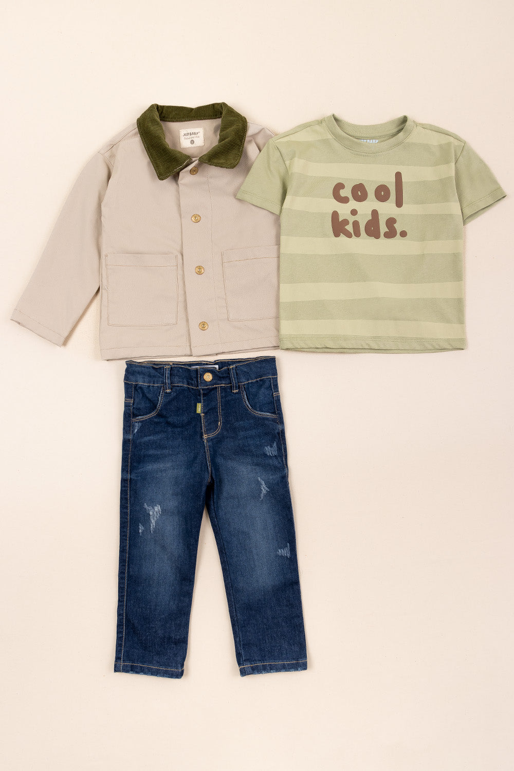 CONJUNTO 3 PRENDAS NIÑO COOL KIDS BEIGE