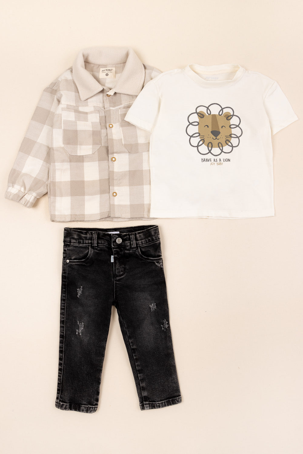 CONJUNTO 3 PRENDAS NIÑO LION BEIGE