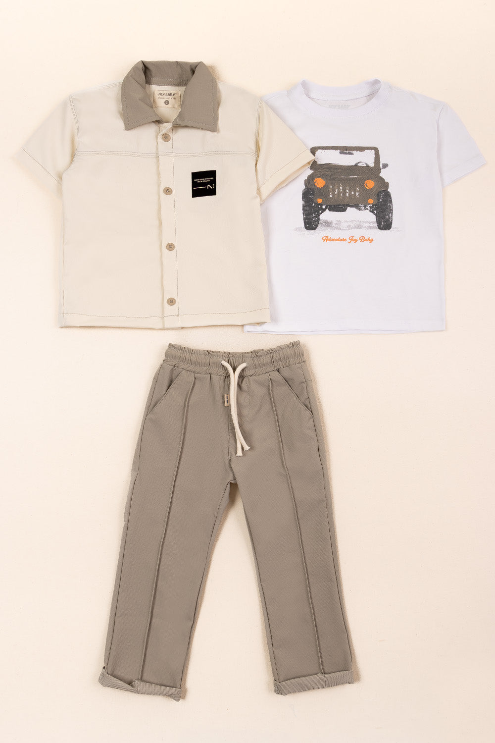 CONJUNTO 3 PRENDAS NIÑO CAR GRIS