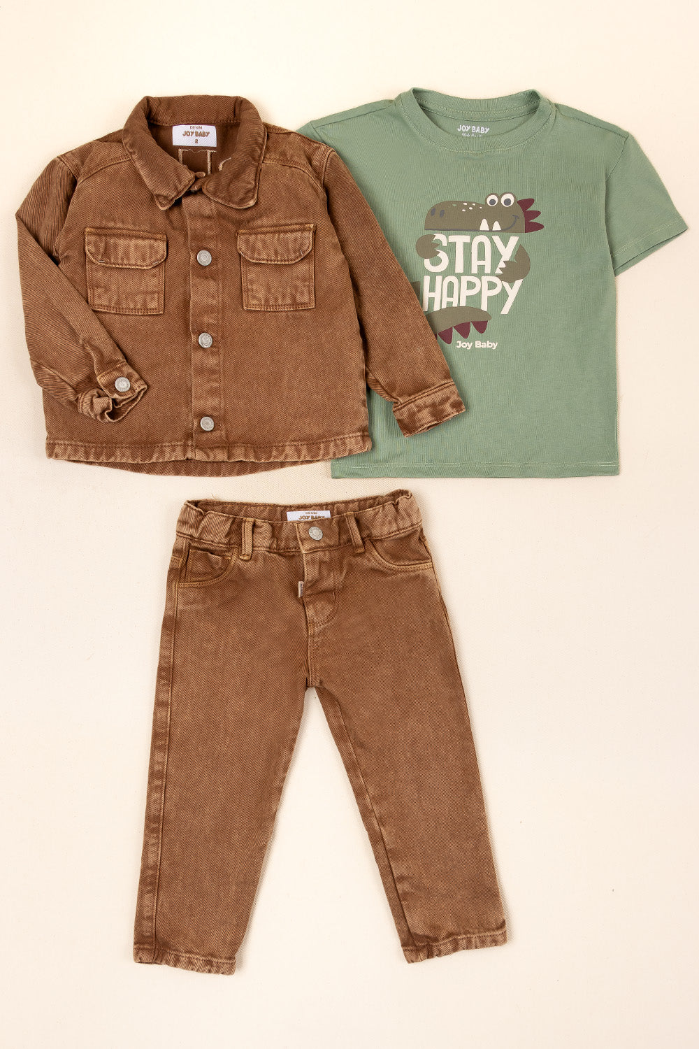 CONJUNTO 3 PRENDAS NIÑO STAY CAFÉ