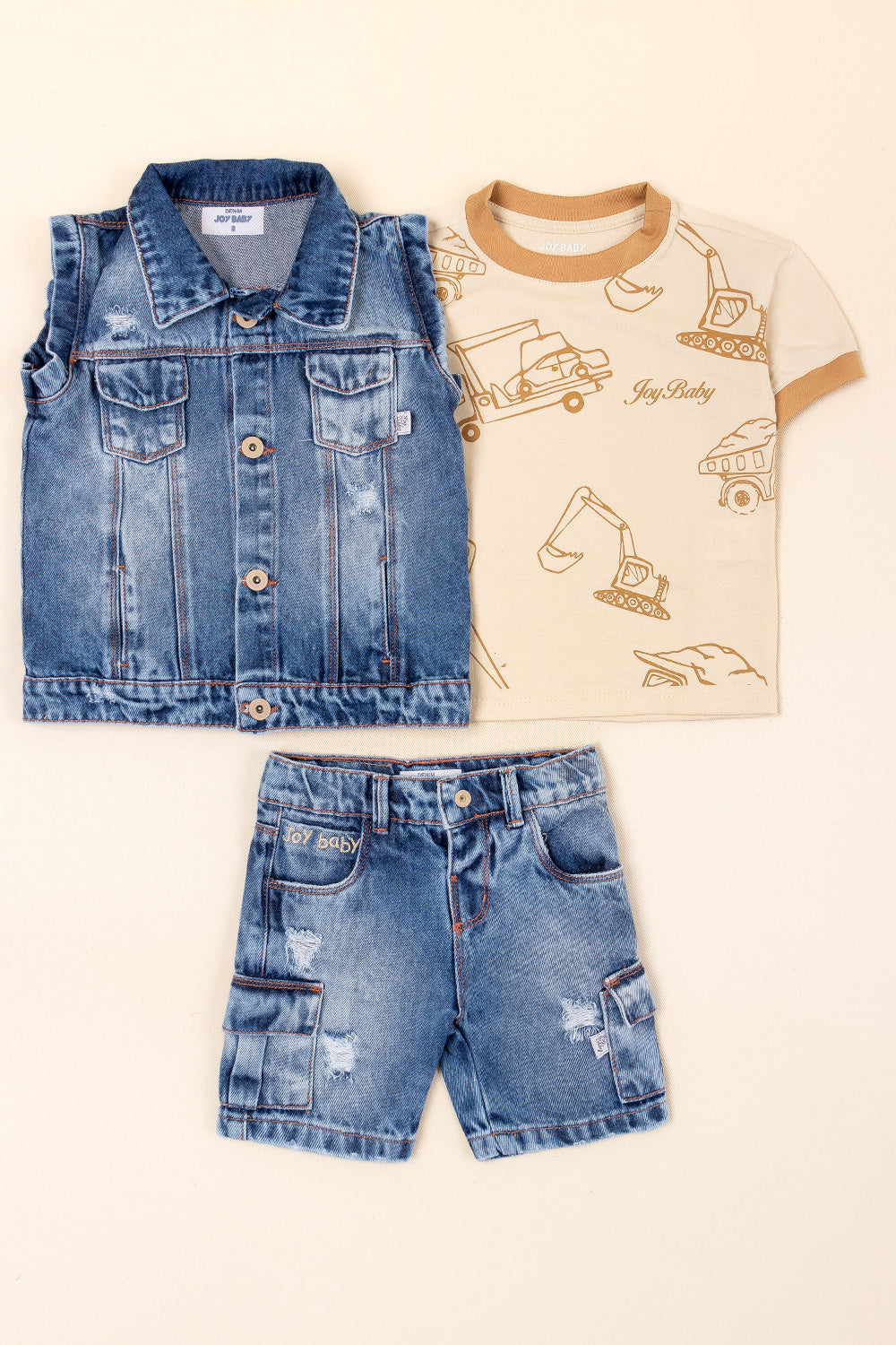 CONJUNTO 3 PRENDAS NIÑO WORK BEIGE