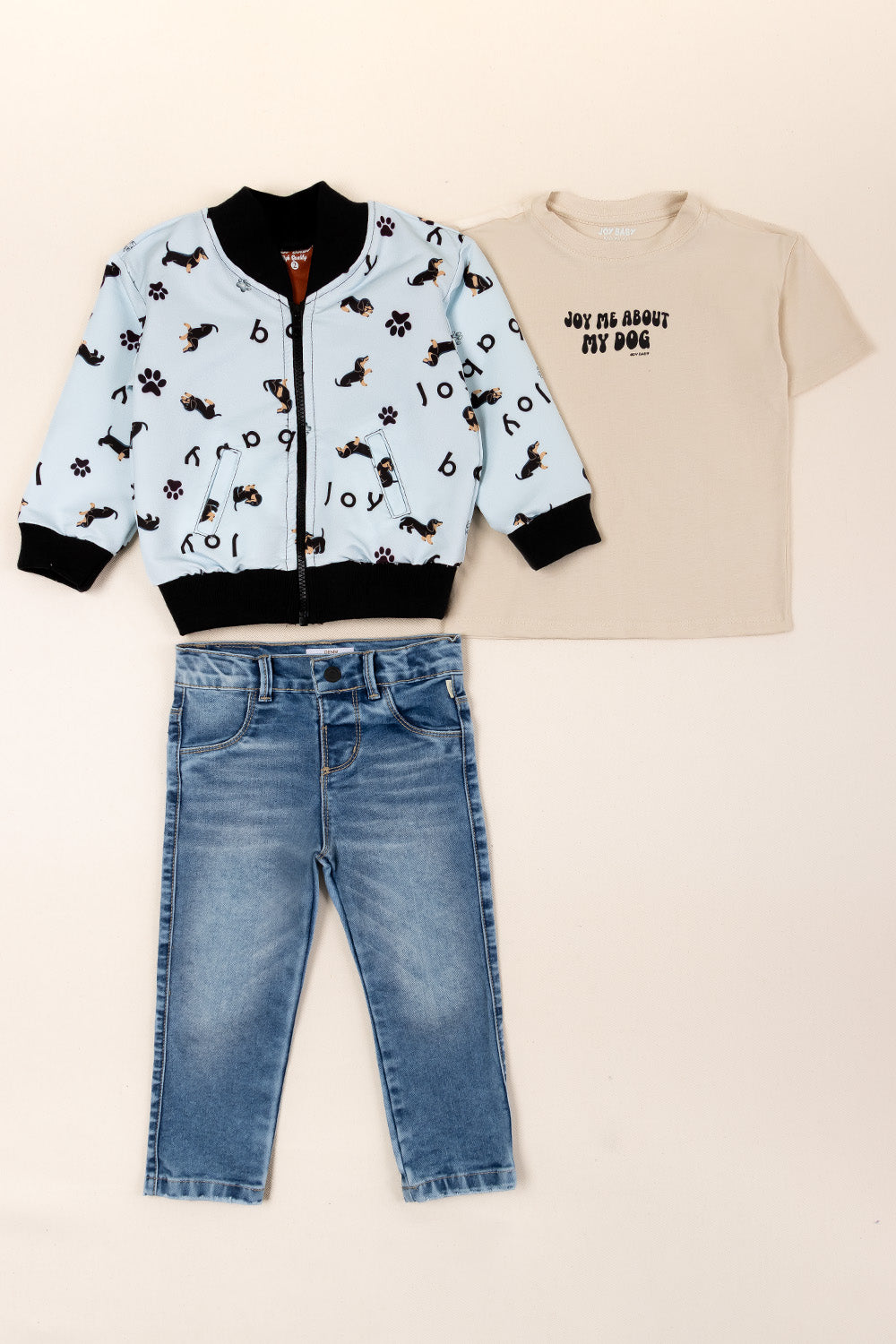 CONJUNTO 3 PRENDAS NIÑO MY DOG BEIGE
