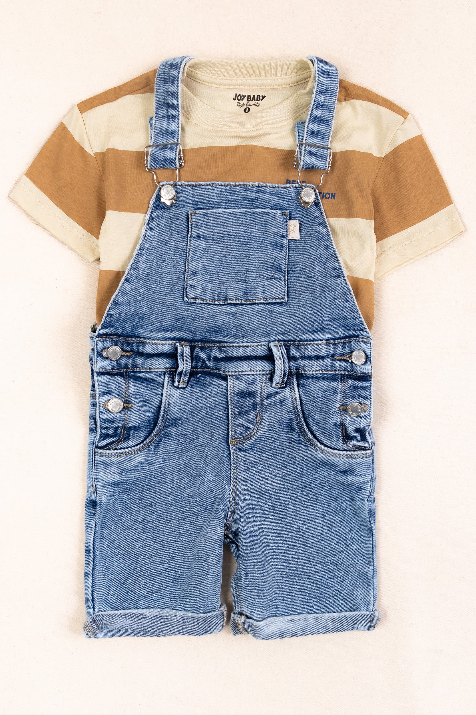 OVEROL DENIM CORTO NIÑO CAFE