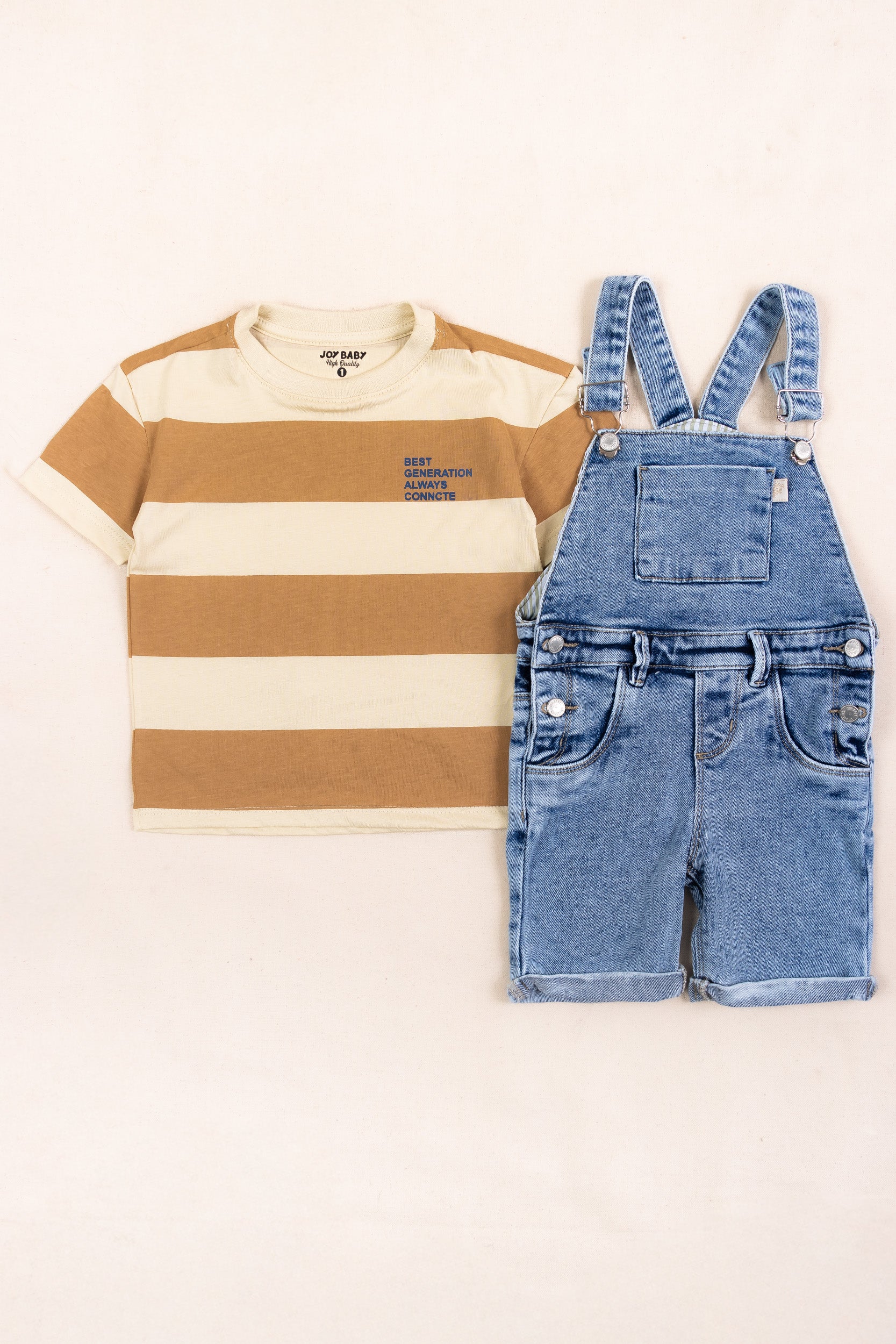 OVEROL DENIM CORTO NIÑO CAFE