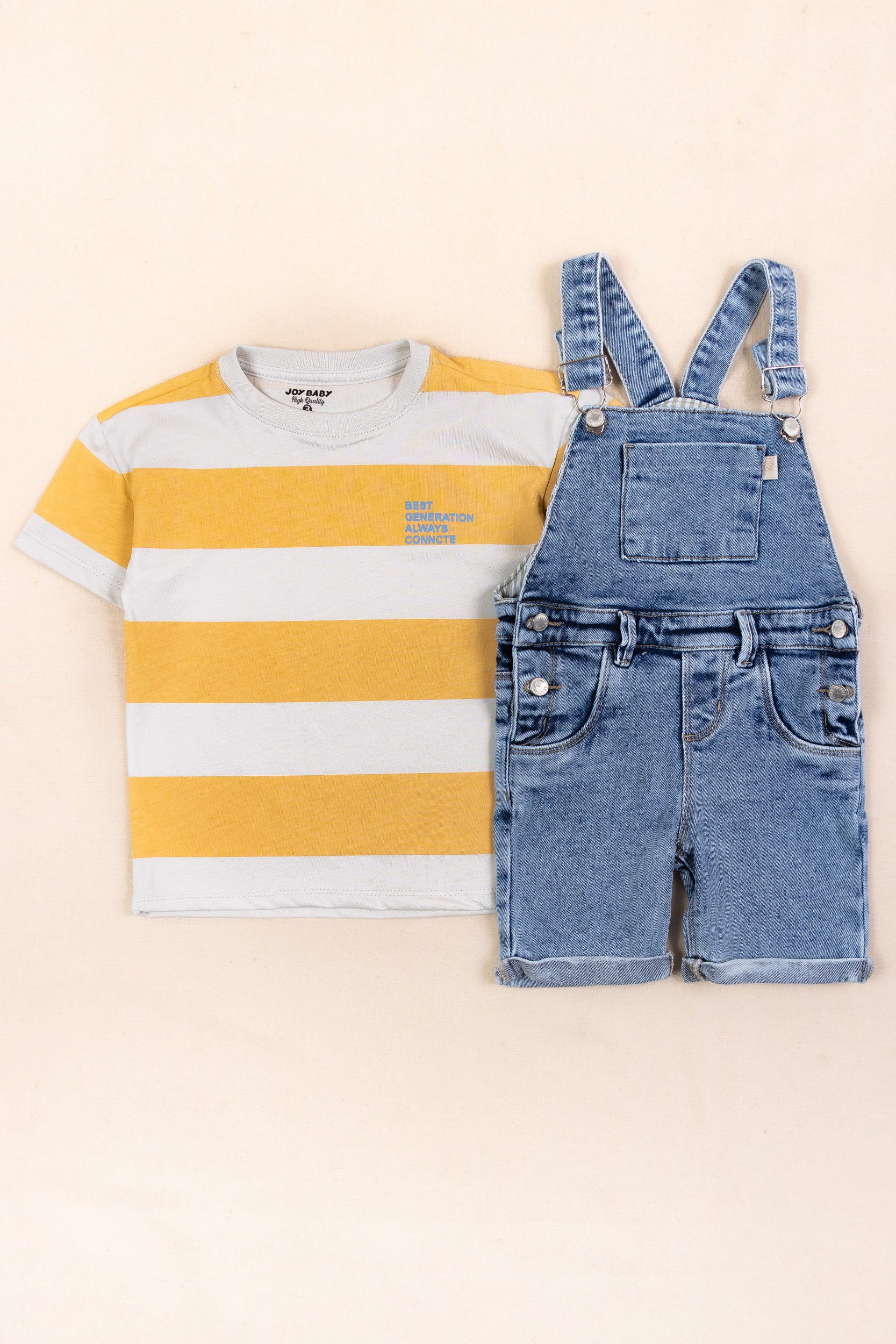 OVEROL DENIM CORTO NIÑO AMARILLO