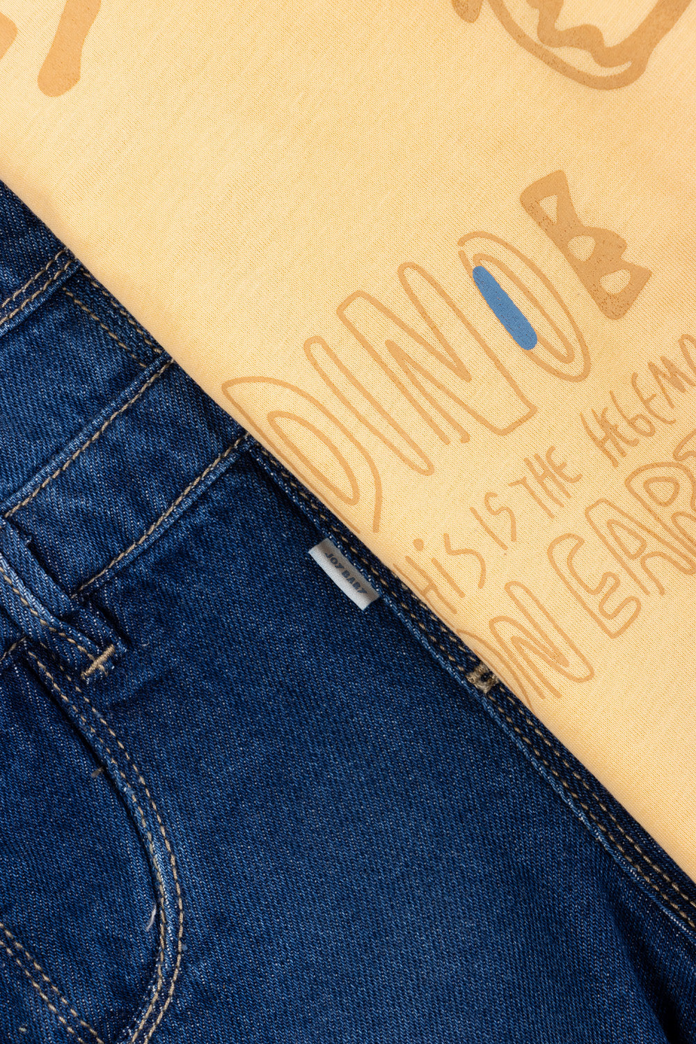 OVEROL DENIM CORTO NIÑO DINO AMARILLO