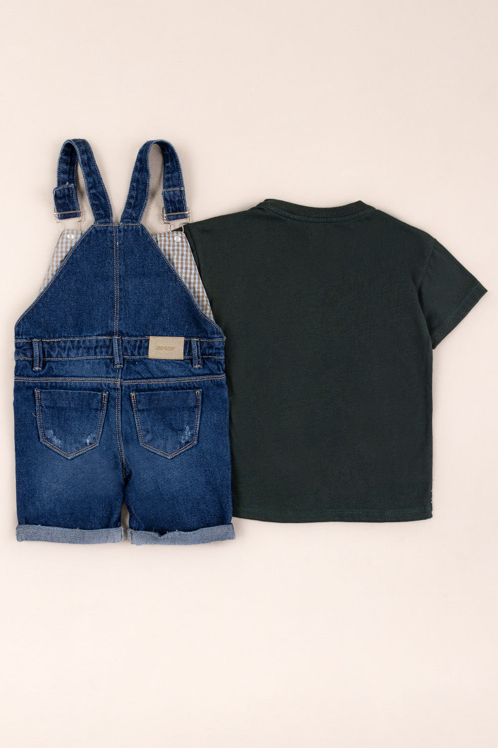 OVEROL DENIM CORTO NIÑO DINO VERDE