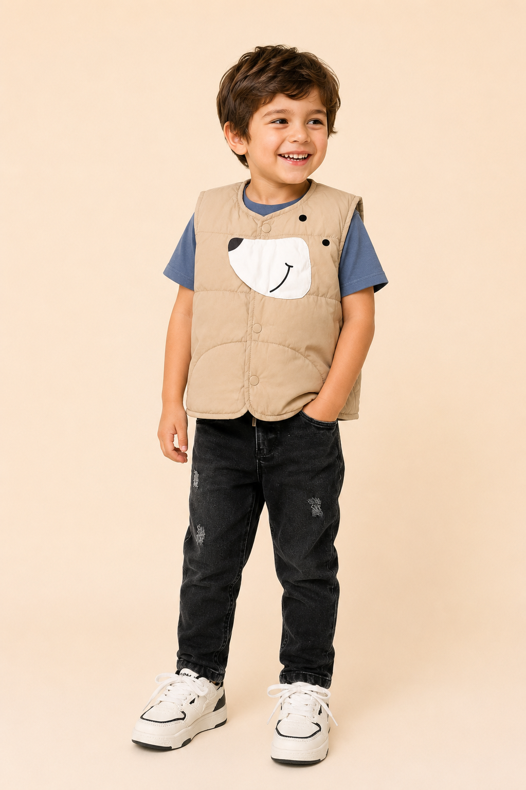 CHALECO OSO NIÑO BEIGE COMFORT