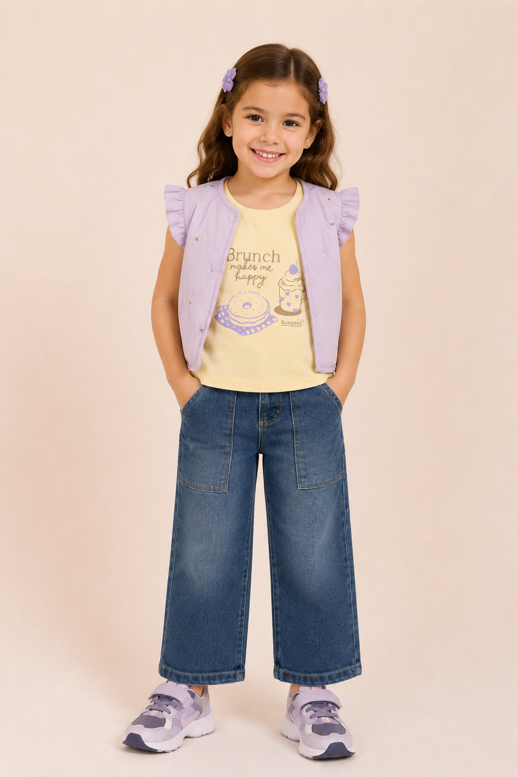 CONJUNTO 3 PRENDAS NIÑA BRUNCH MORADO